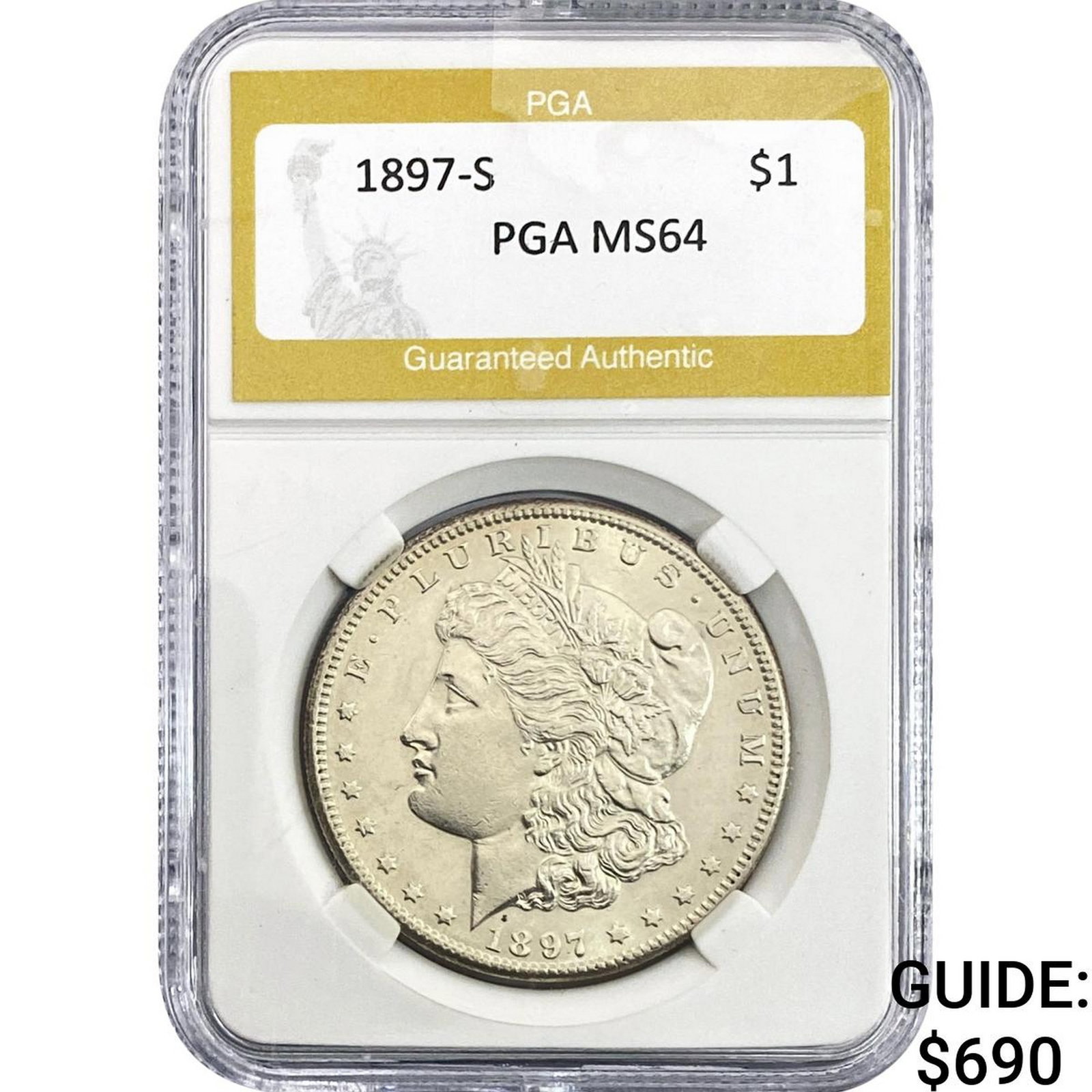 1897-S Morgan Silver Dollar PGA MS64: 1897-S Morgan Silver Dollar PGA MS64
