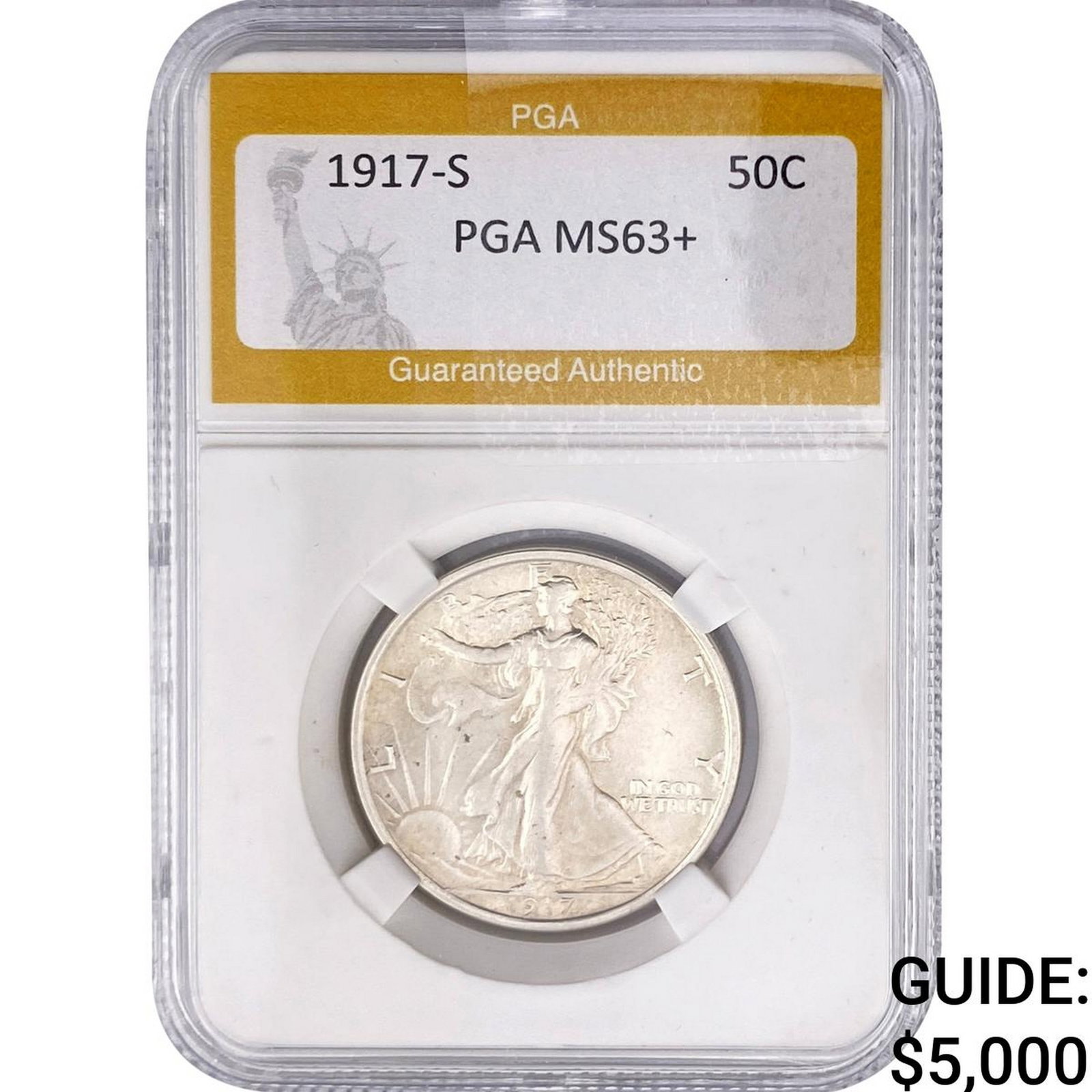1917-S Standing Liberty Half Dollar PGA MS63+: 1917-S Standing Liberty Half Dollar PGA MS63+