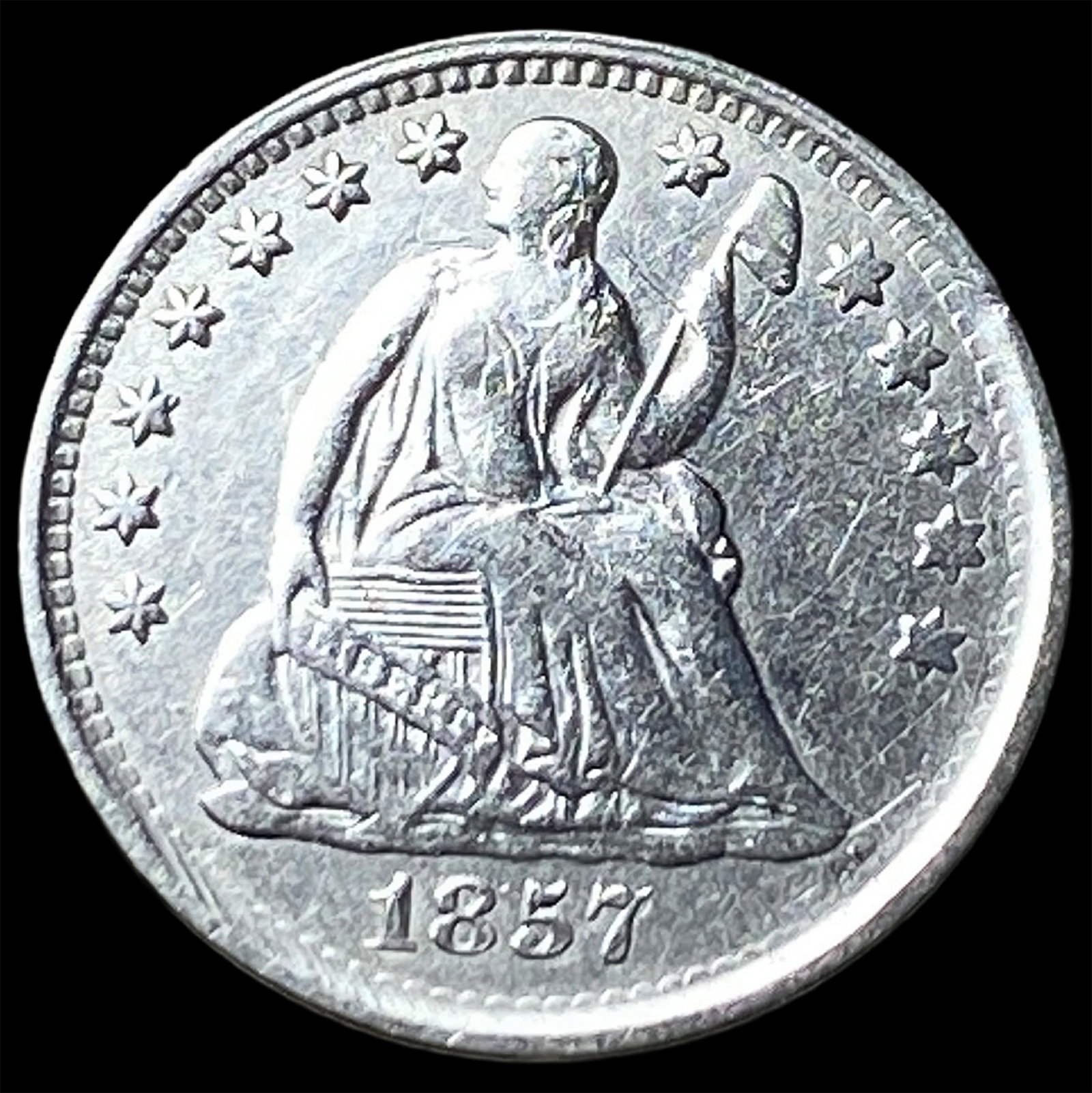 1857 Seated Liberty Half Dime CLOSELY UNCIRCULATED: 1857 Seated Liberty Half Dime CLOSELY UNCIRCULATED