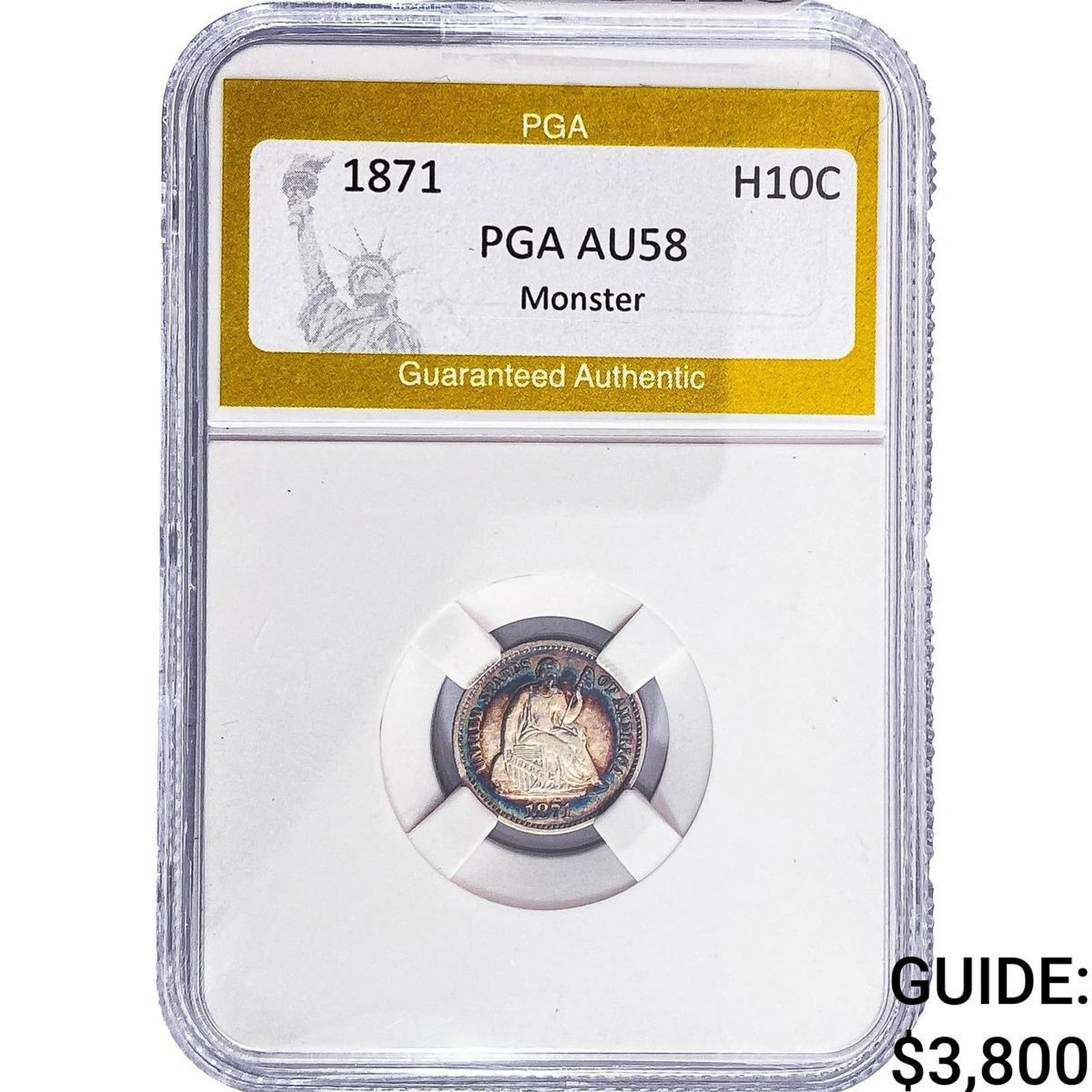 1871 Seated Liberty Half Dime PGA AU58 Monster (1 of 2)