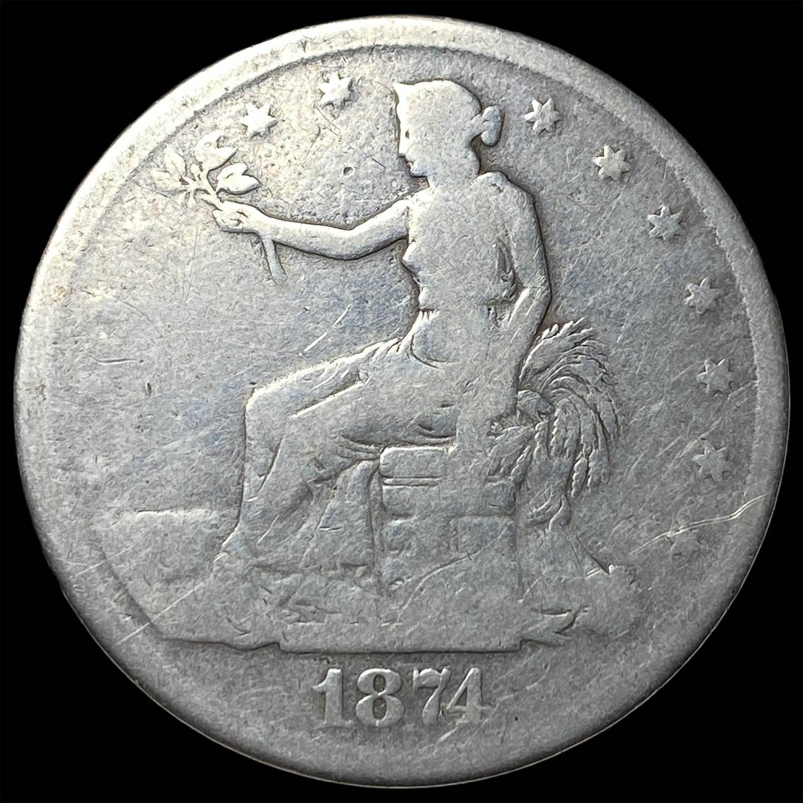 1874 Silver Trade Dollar NICELY CIRCULATED: 1874 Silver Trade Dollar NICELY CIRCULATED