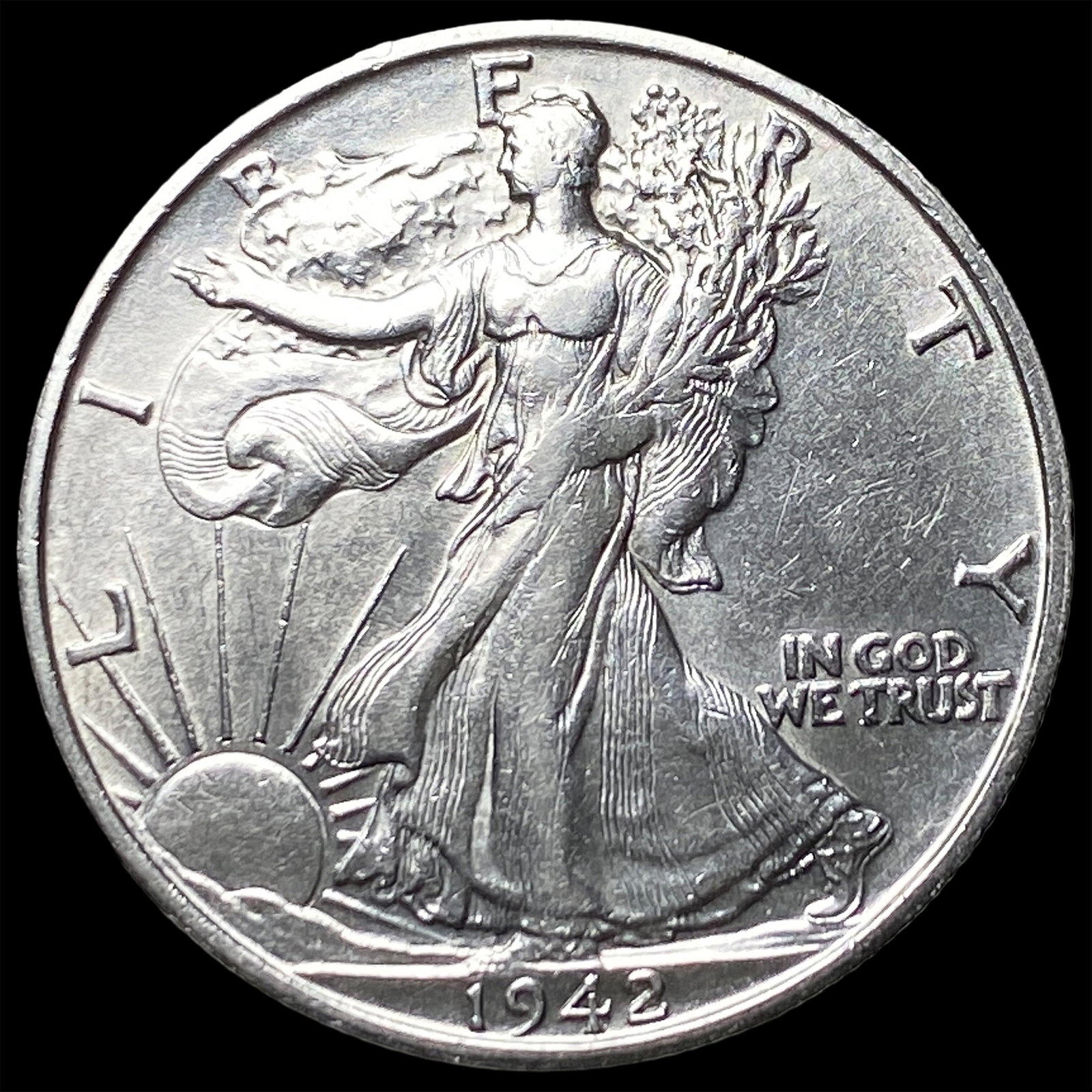 1942-S Silver Walking Liberty Half Dollar CLOSELY UNCIRCULATED: 1942-S Silver Walking Liberty Half Dollar CLOSELY UNCIRCULATED