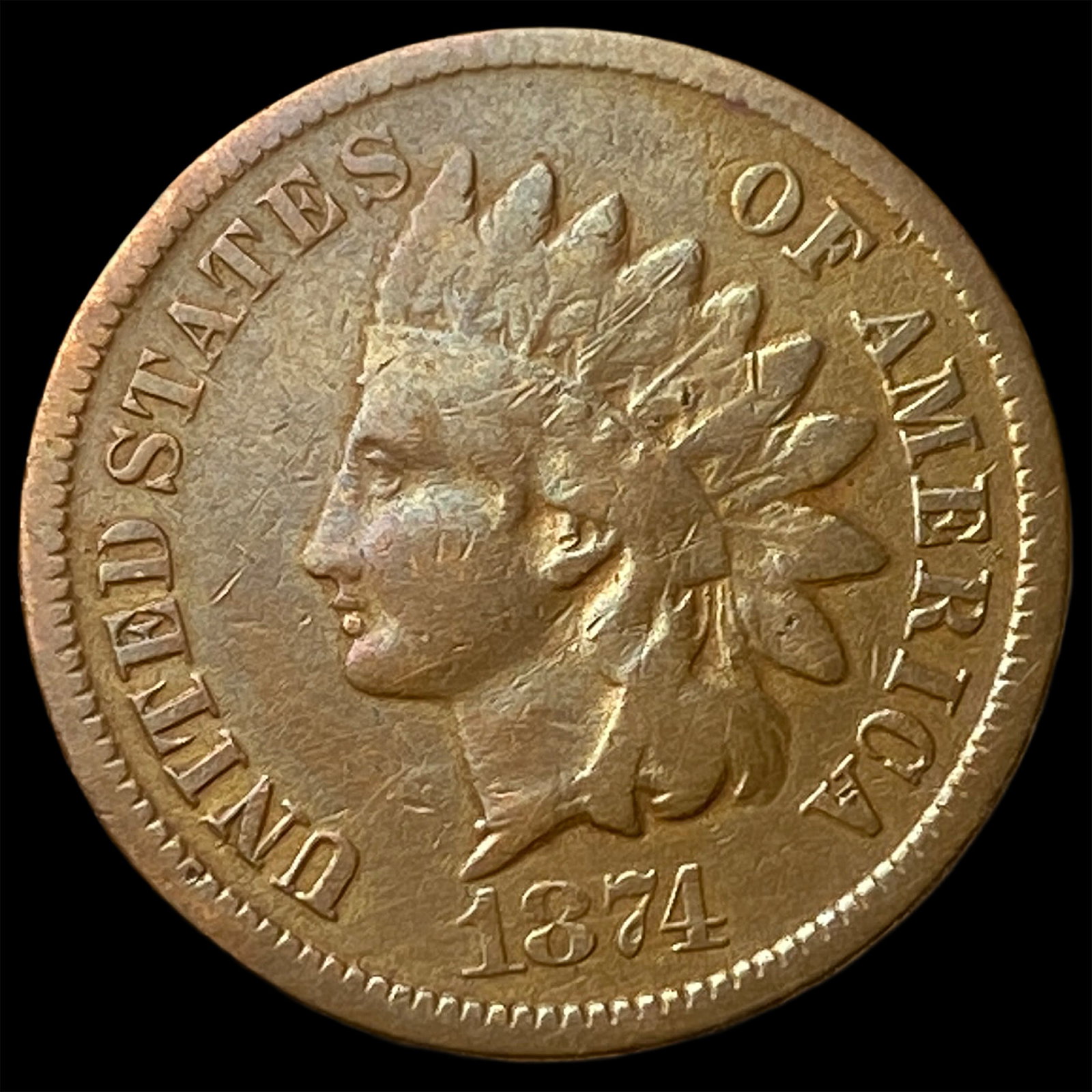 1874 Indian Head Cent LIGHTLY CIRCULATED (1 of 2)