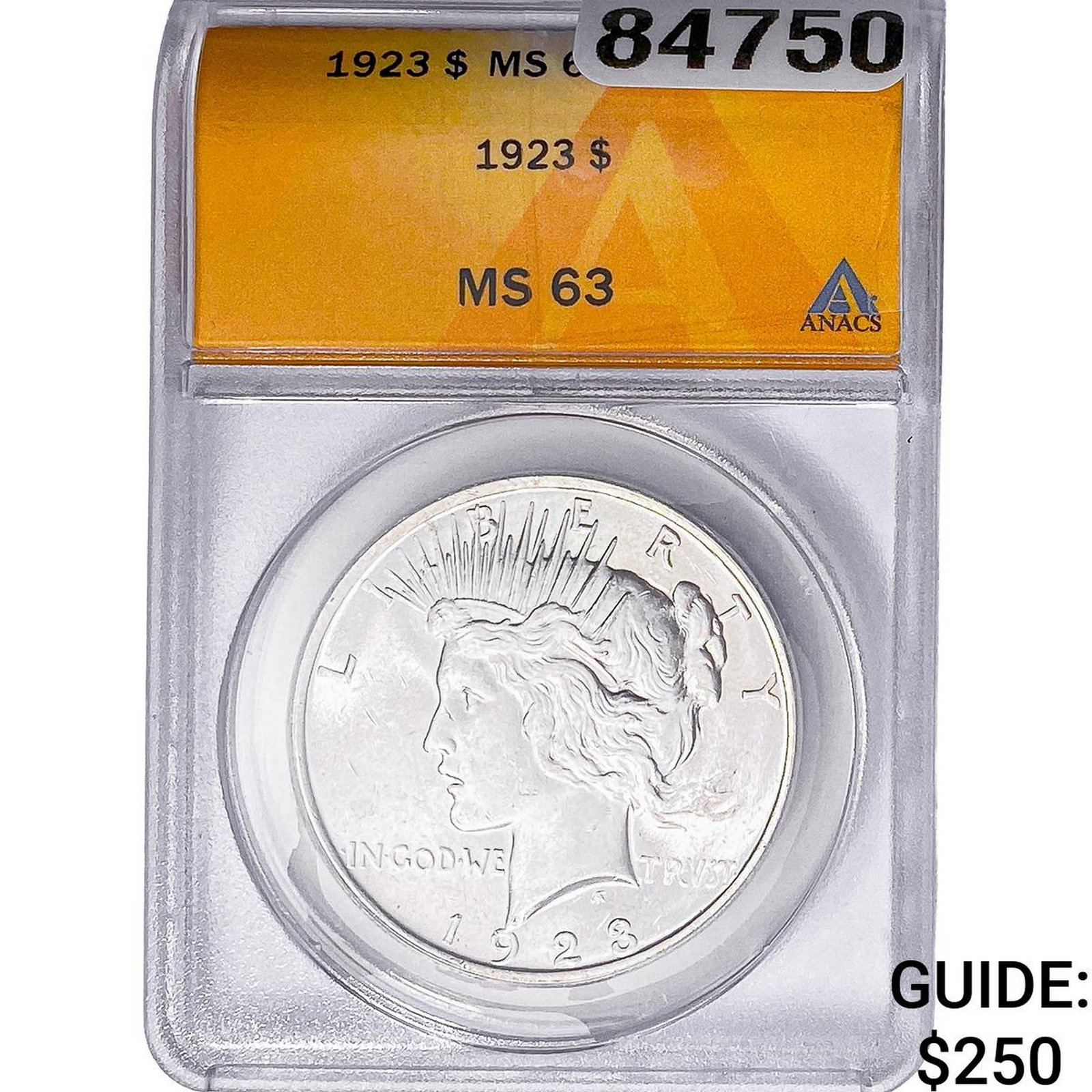1923 Morgan Silver Dollar ANACS MS63: 1923 Morgan Silver Dollar ANACS MS63