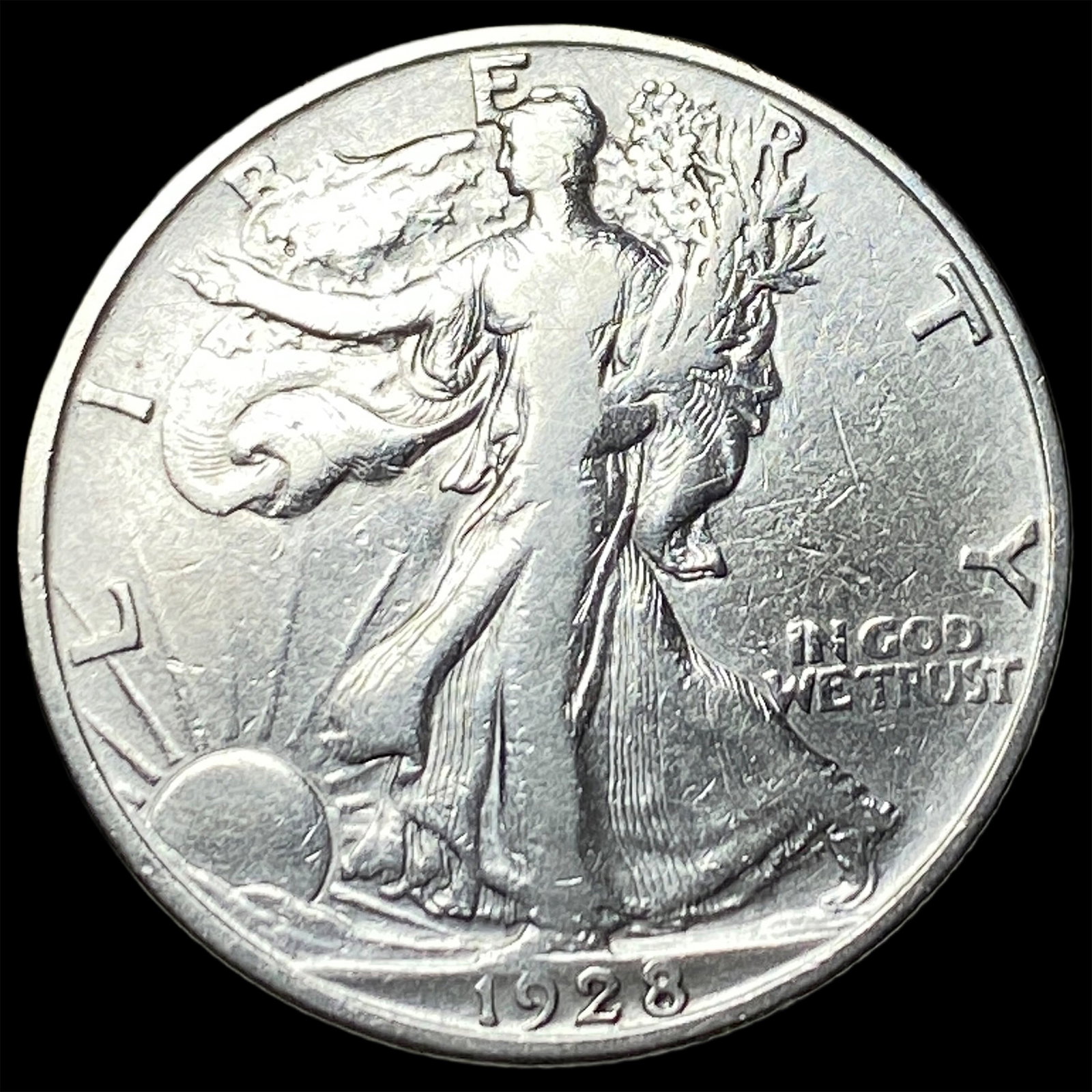 1928-S Silver Walking Liberty Half Dollar NEARLY UNCIRCULATED: 1928-S Silver Walking Liberty Half Dollar NEARLY UNCIRCULATED