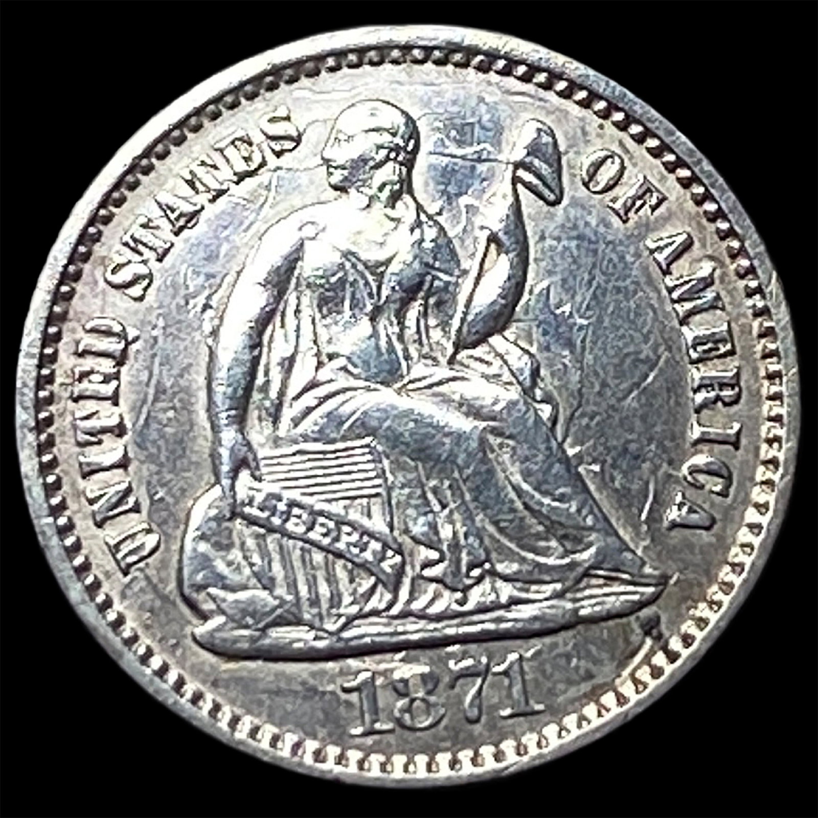 1871 Silver Half Dime CLOSELY UNCIRCULATED (1 of 2)