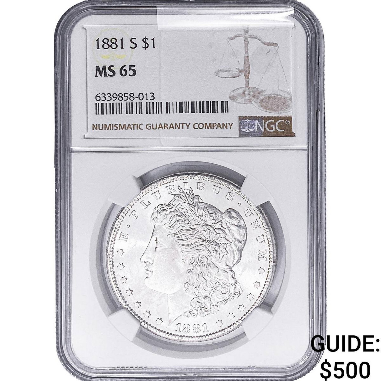1881-D Morgan Silver Dollar NGC MS65: 1881-D Morgan Silver Dollar NGC MS65