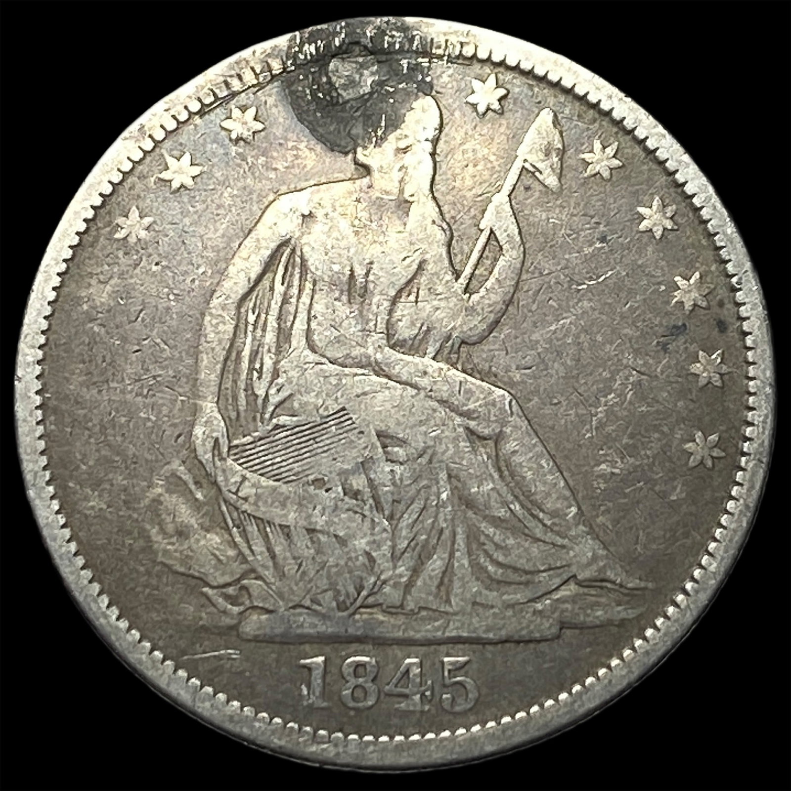 1845 Seated Liberty Half Dollar LIGHTLY CIRCULATED (1 of 2)