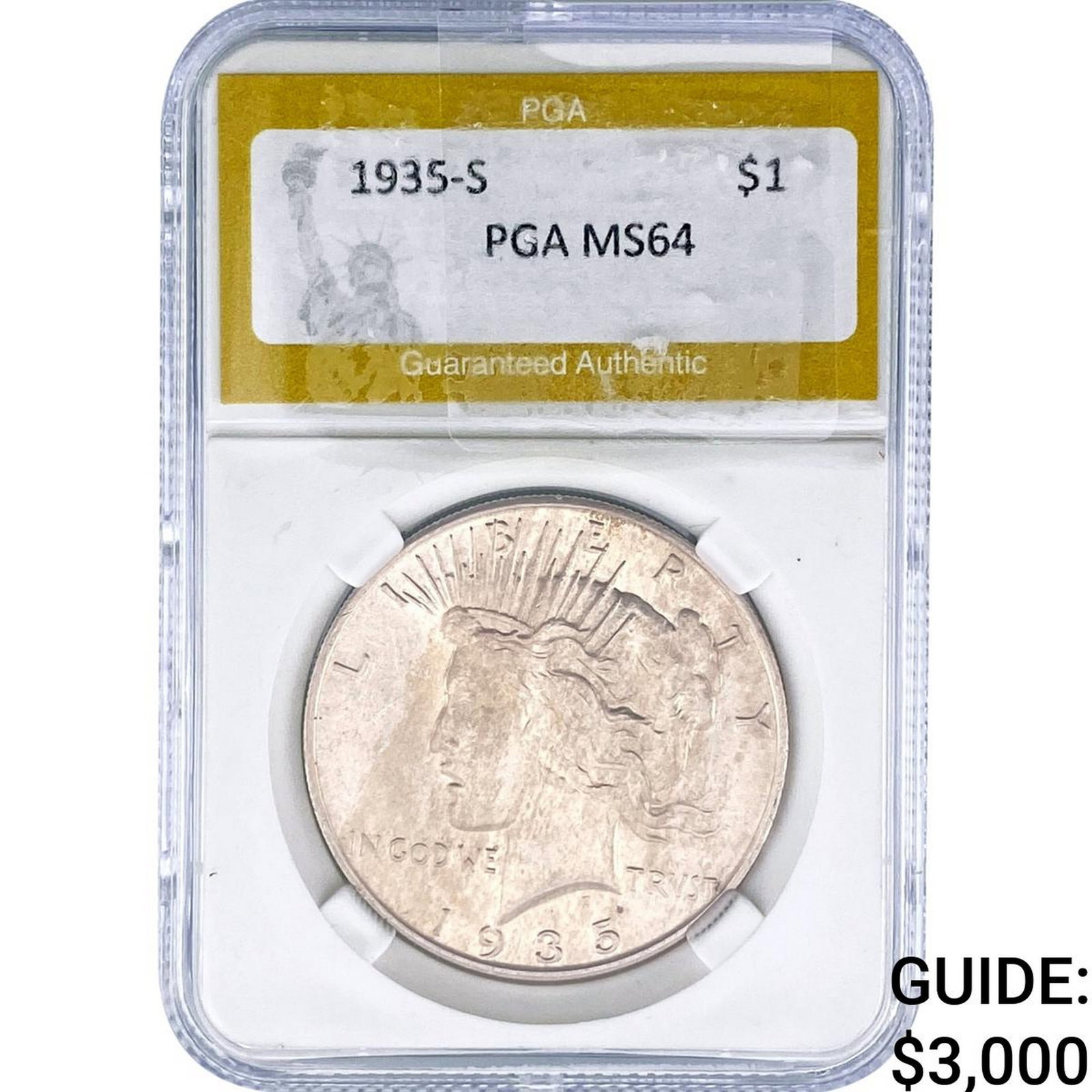 1935-S Silver Peace Dollar PGA MS64: 1935-S Silver Peace Dollar PGA MS64
