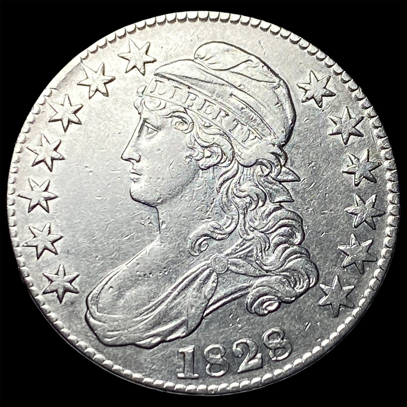 1828 Capped Bust Half Dollar CLOSELY UNCIRCULATED: 1828 Capped Bust Half Dollar CLOSELY UNCIRCULATED