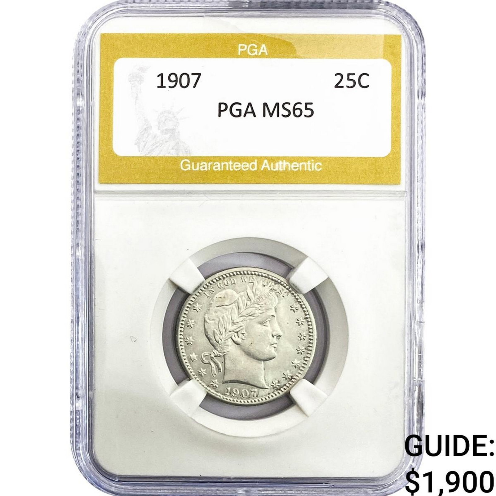 1907 Barber Quarter PGA MS65: 1907 Barber Quarter PGA MS65