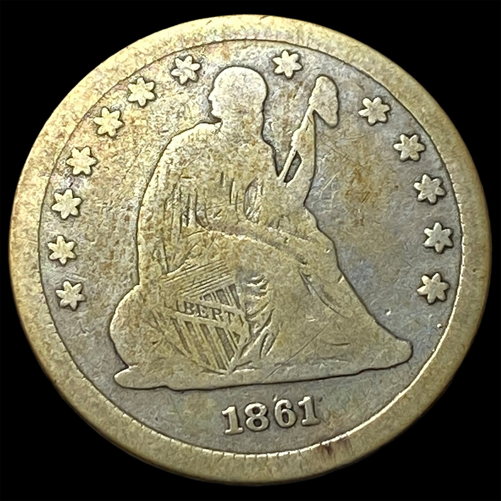 1861 Seated Liberty Quarter NICELY CIRCULATED (1 of 2)