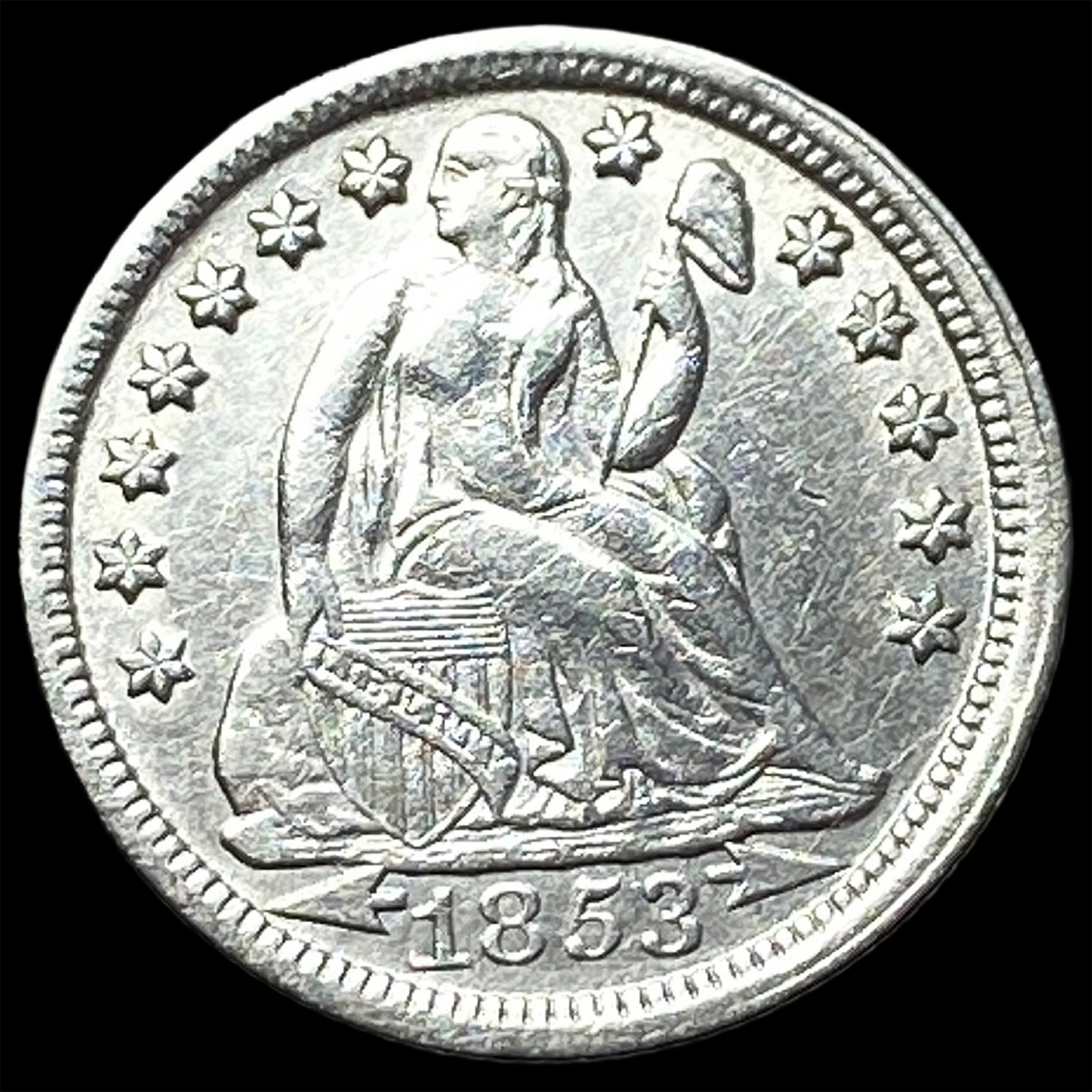 1853 Seated Liberty Dime (Arrows) CLOSELY UNCIRCULATED (1 of 2)