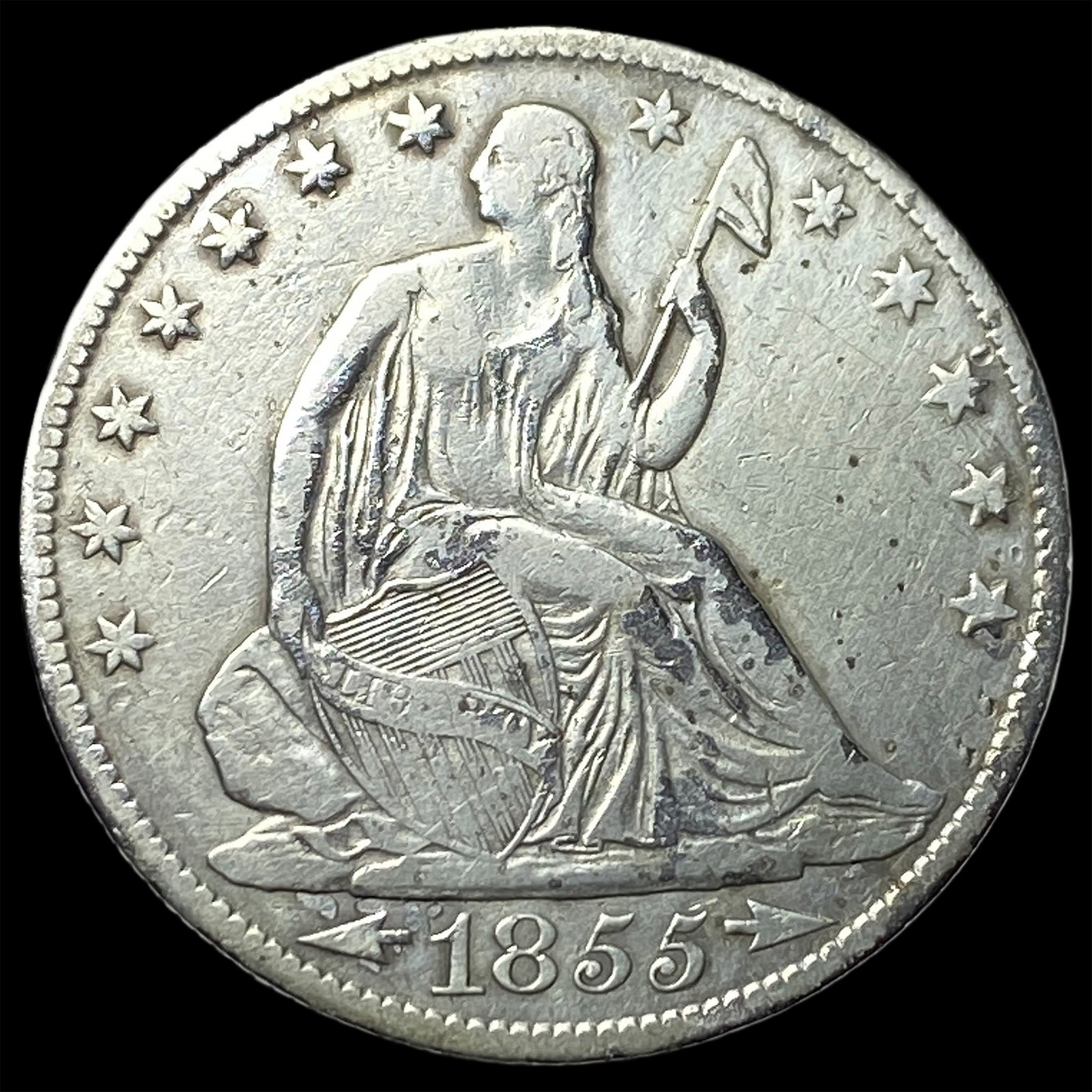1855-O Silver Seated Liberty Half Dollar LIGHTLY CIRCULATED: 1855-O Silver Seated Liberty Half Dollar LIGHTLY CIRCULATED