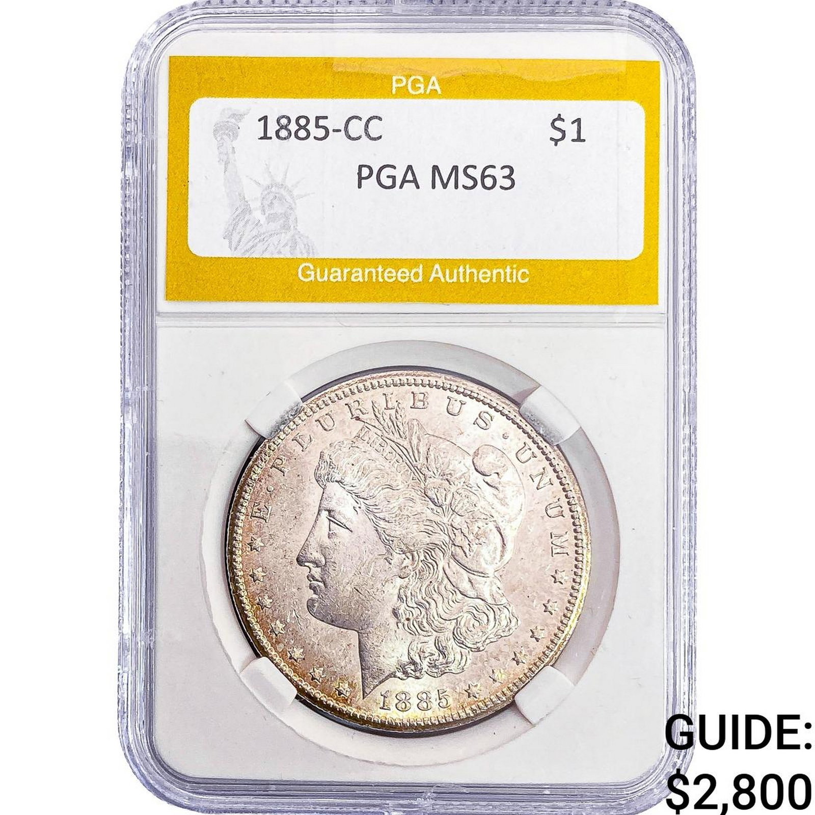 1885-CC Morgan Silver Dollar PGA MS63: 1885-CC Morgan Silver Dollar PGA MS63
