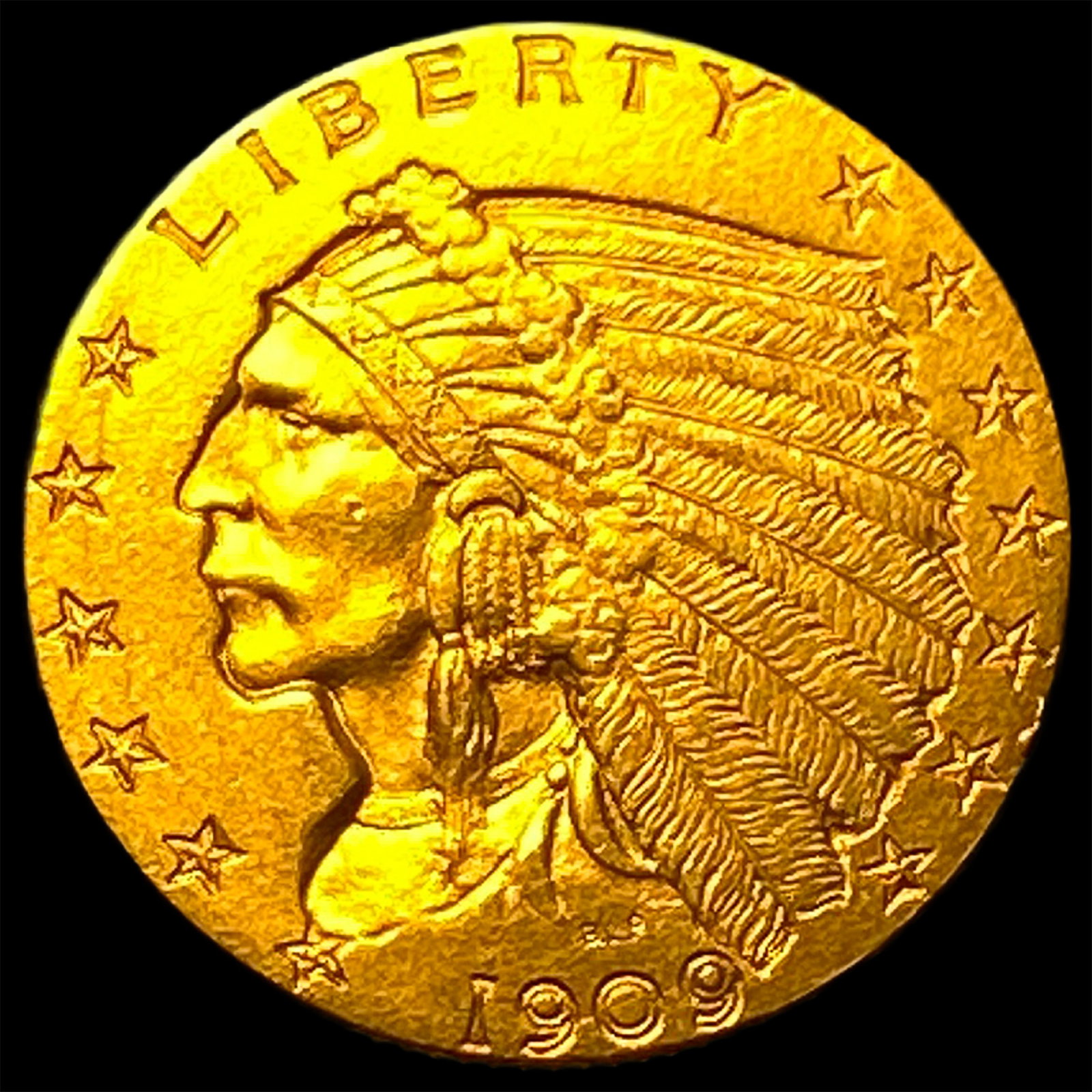 1909 Indian Head $2.50 Gold Quarter Eagle CLOSELY UNCIRCULATED (1 of 2)