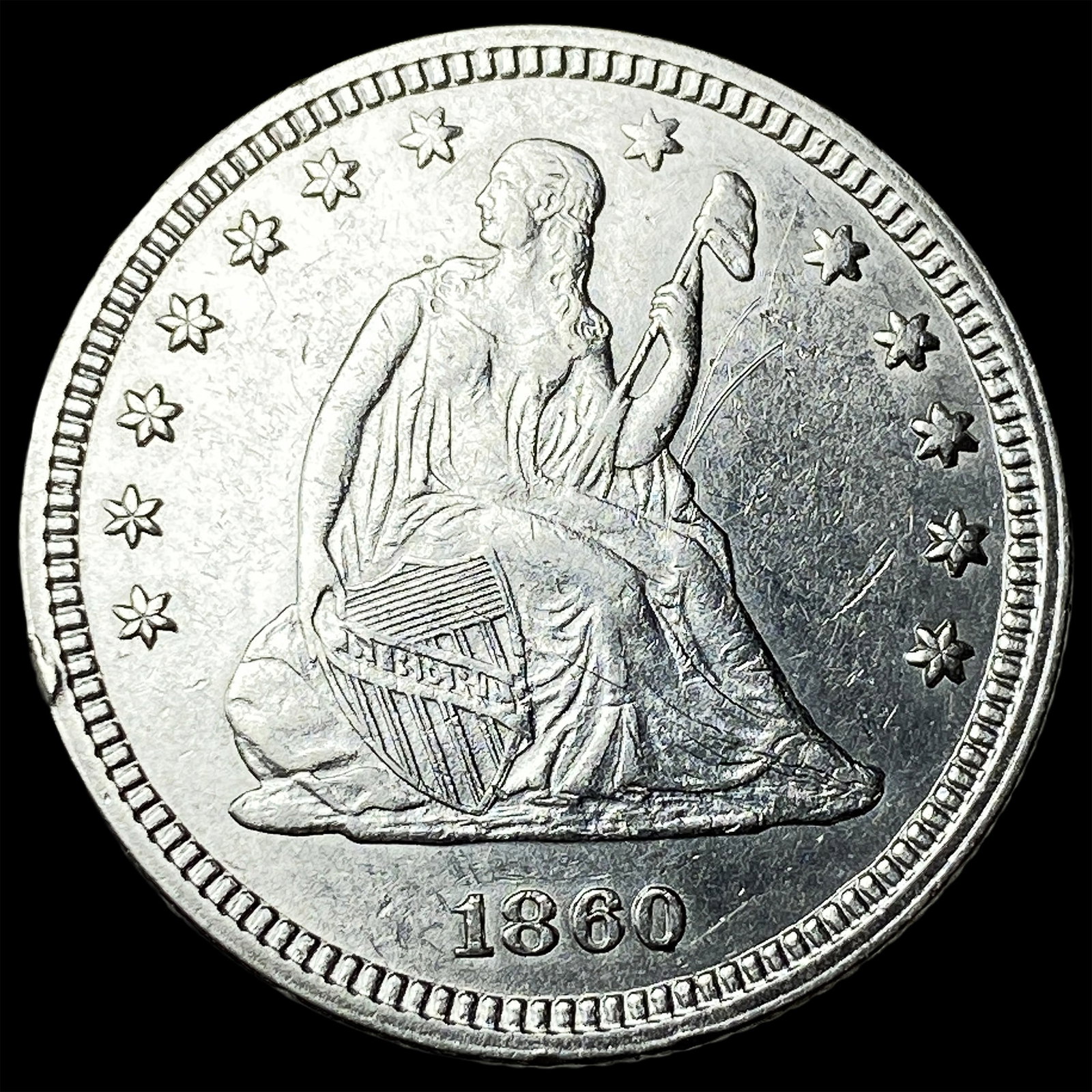1860 Seated Liberty Quarter NEARLY UNCIRCULATED: 1860 Seated Liberty Quarter NEARLY UNCIRCULATED