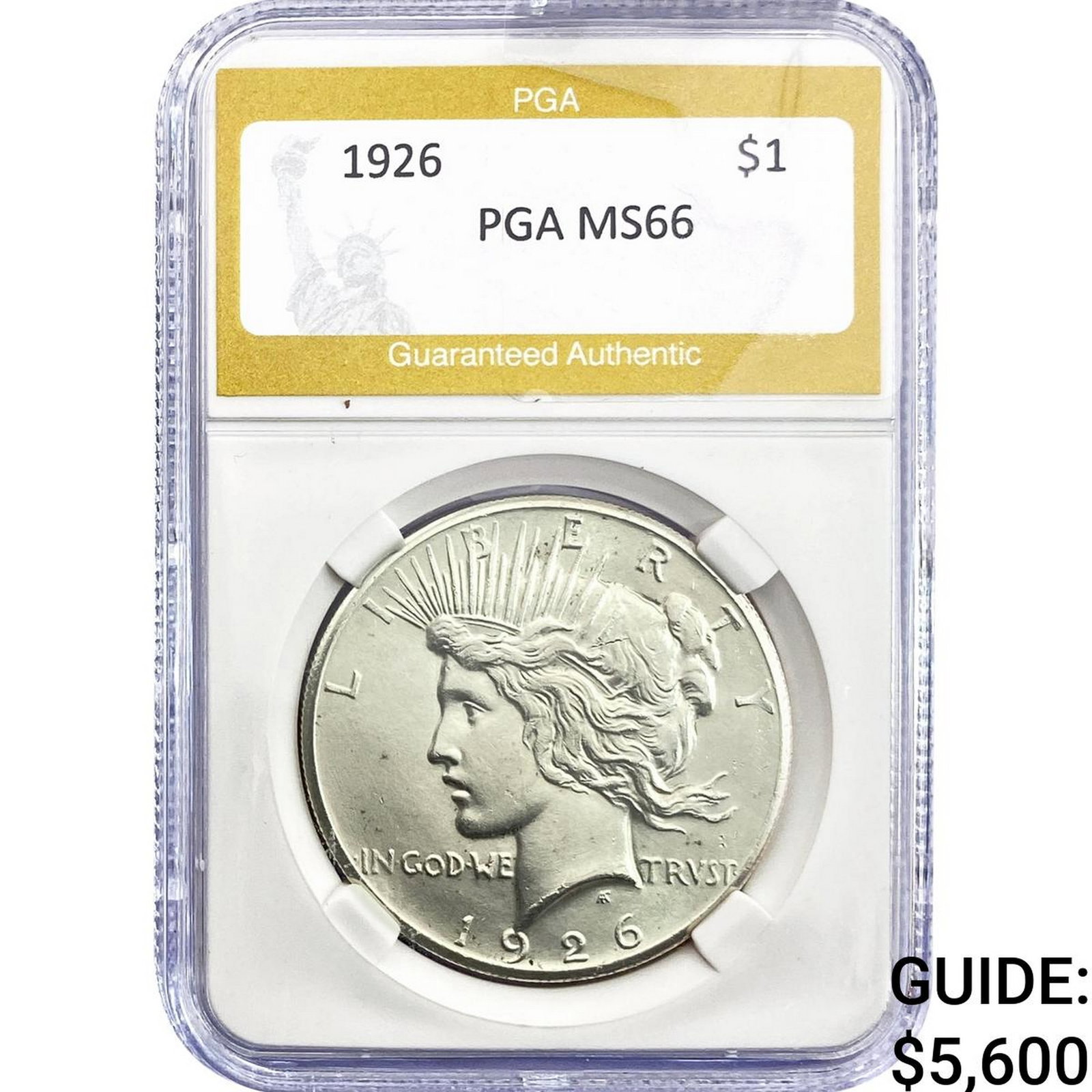 1926 Silver Peace Dollar PGA MS66: 1926 Silver Peace Dollar PGA MS66