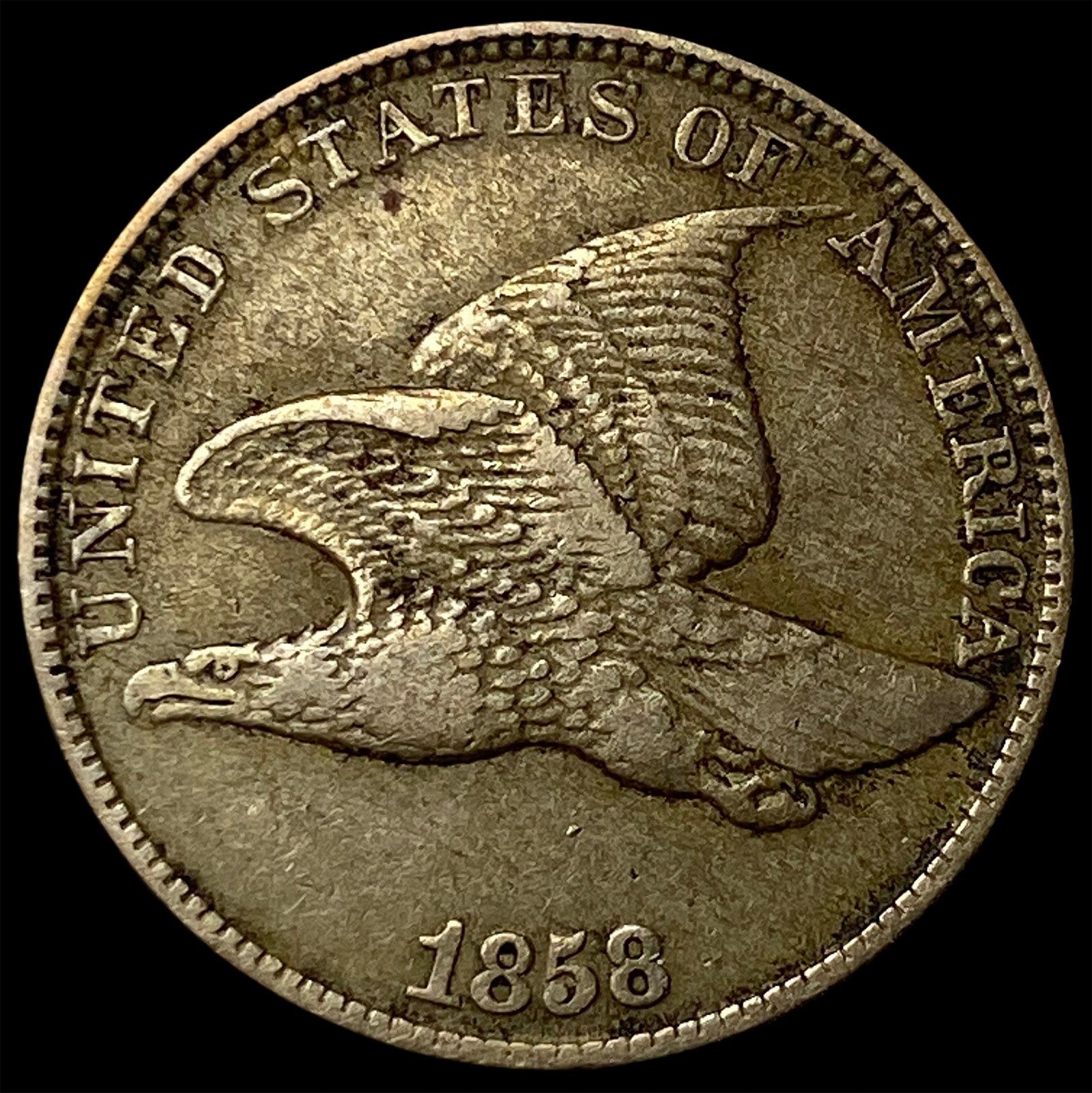 1858 Copper-Nickel Flying Eagle Cent NEARLY UNCIRCULATED (1 of 2)