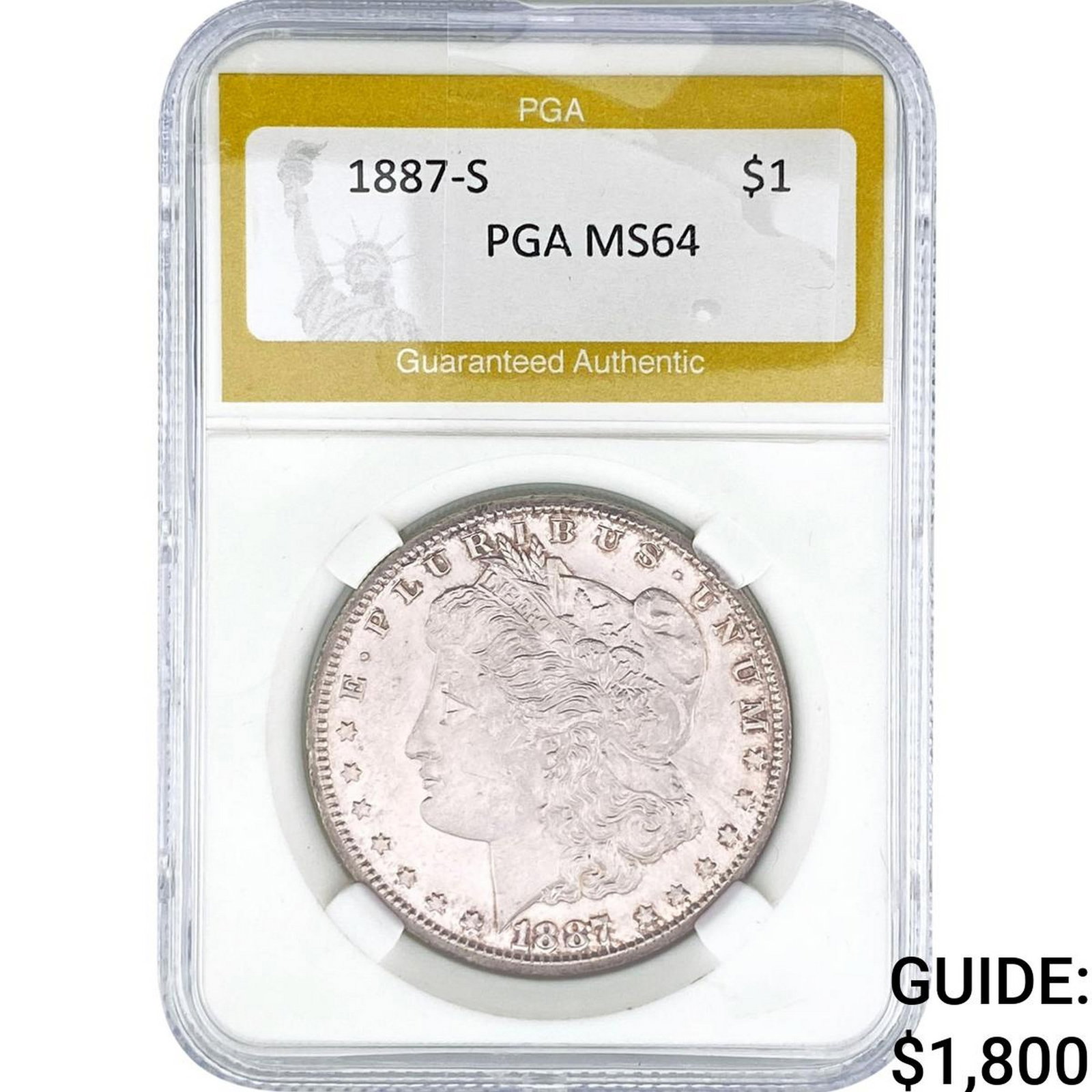1887-S Morgan Silver Dollar PGA MS64: 1887-S Morgan Silver Dollar PGA MS64