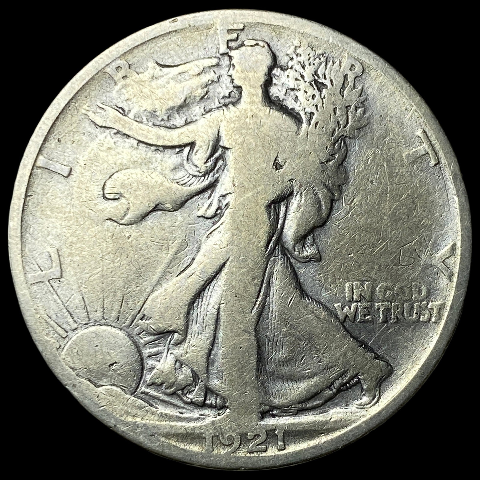 1921-S Silver Walking Liberty Half Dollar LIGHTLY CIRCULATED: 1921-S Silver Walking Liberty Half Dollar LIGHTLY CIRCULATED