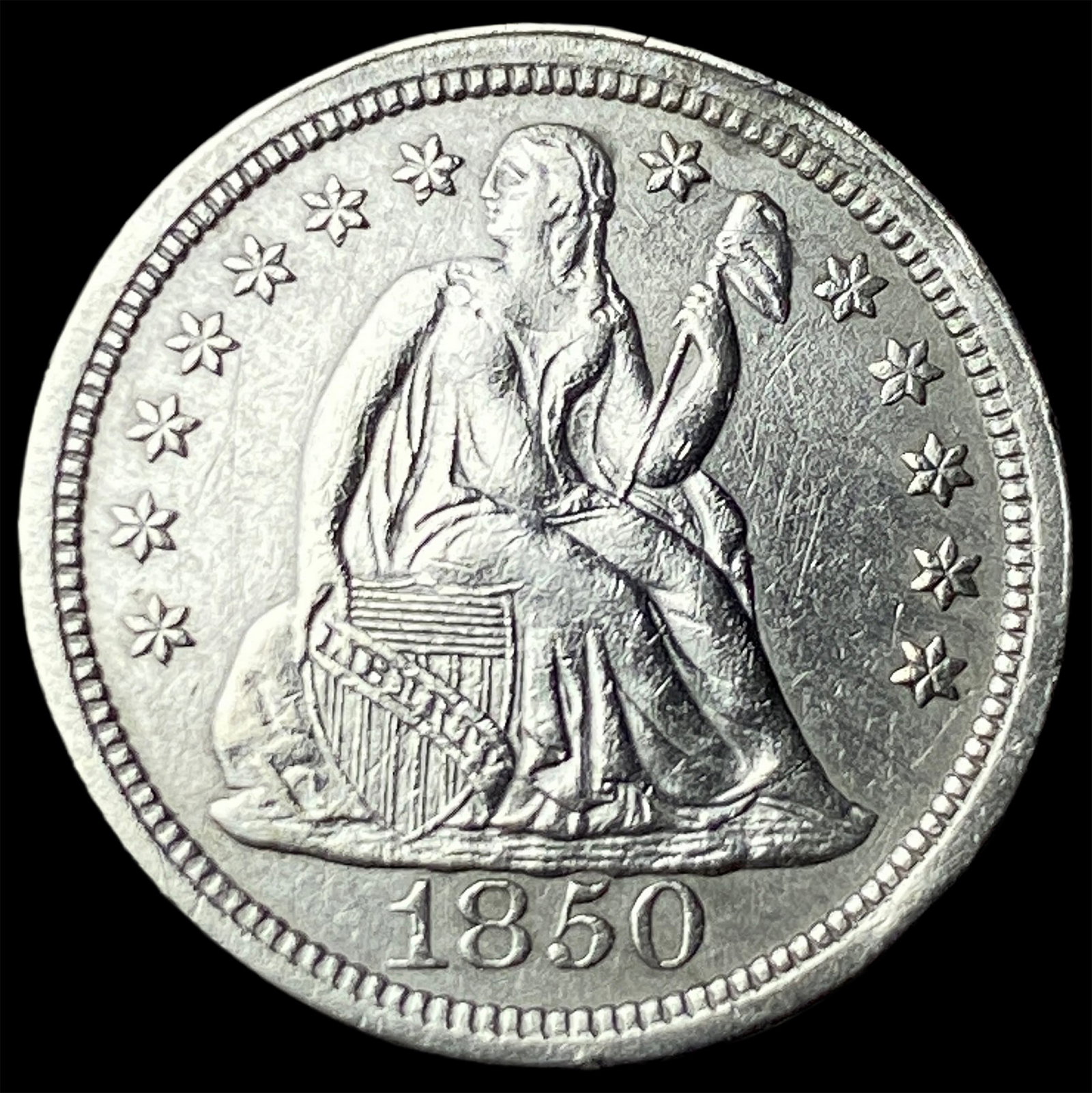 1850 Seated Liberty Dime CLOSELY UNCIRCULATED: 1850 Seated Liberty Dime CLOSELY UNCIRCULATED