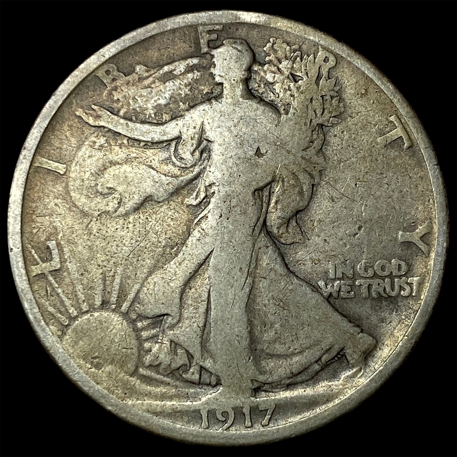 1917 Walking Liberty Half Dollar ABOUT UNCIRCULATED: 1917 Walking Liberty Half Dollar ABOUT UNCIRCULATED