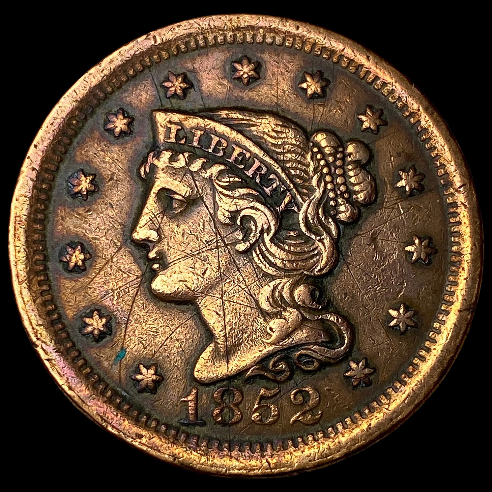 1852 Braided Hair Large Cent CLOSELY UNCIRCULATED (1 of 2)