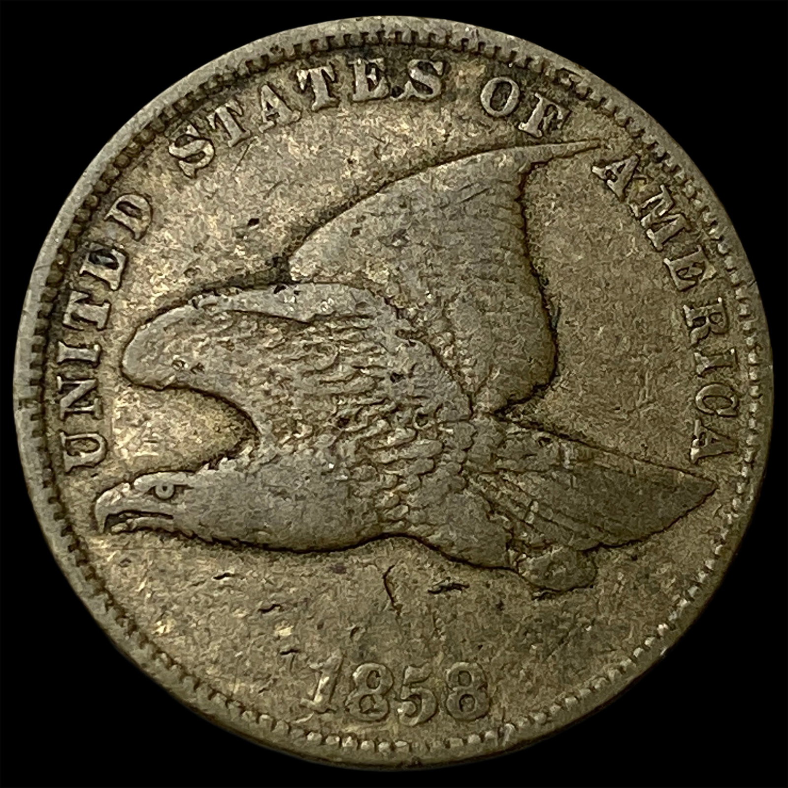 1858 Copper-Nickel Flying Eagle Cent ABOUT UNCIRCULATED: 1858 Copper-Nickel Flying Eagle Cent ABOUT UNCIRCULATED