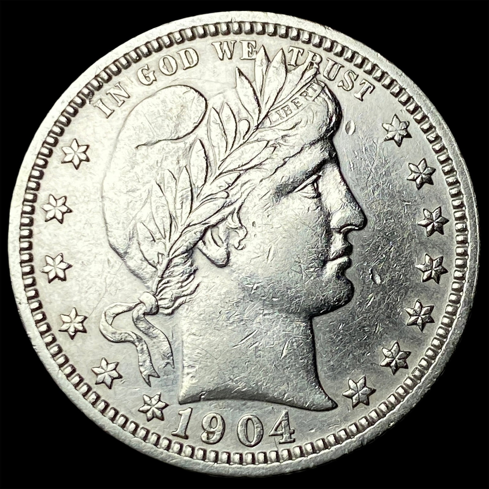 1904-O Silver Barber Quarter CLOSELY UNCIRCULATED (1 of 2)