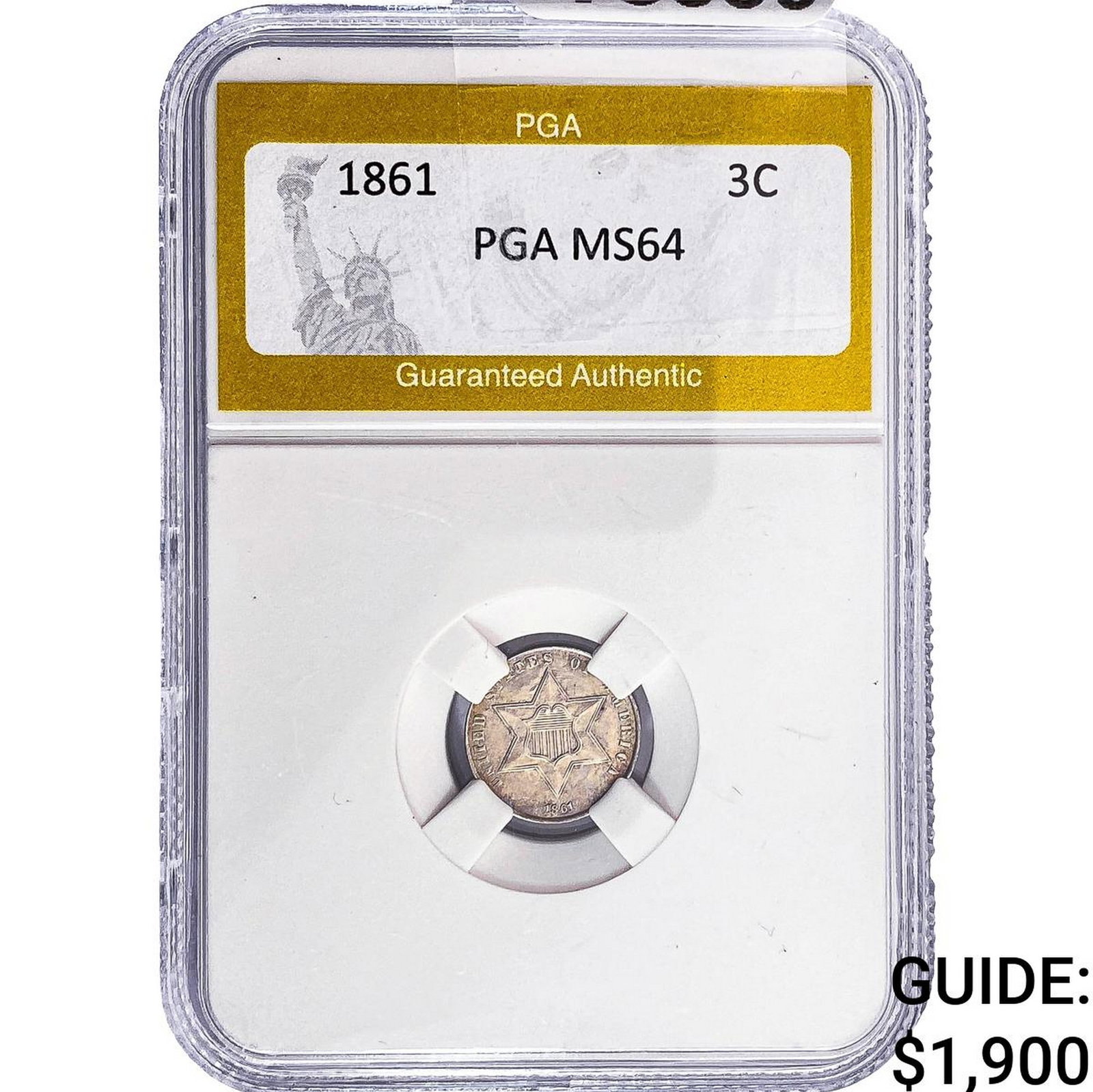 1861 Silver Three Cent PGA MS64 (1 of 2)