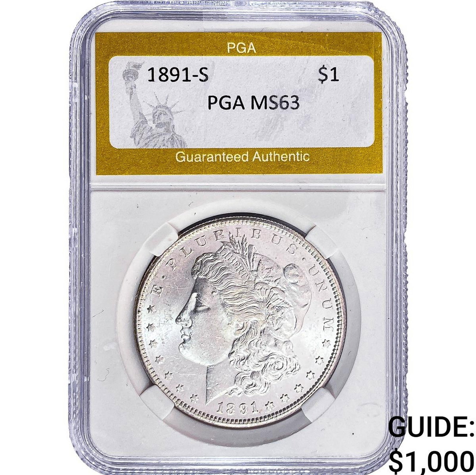1891-S Morgan Silver Dollar PGA MS63: 1891-S Morgan Silver Dollar PGA MS63