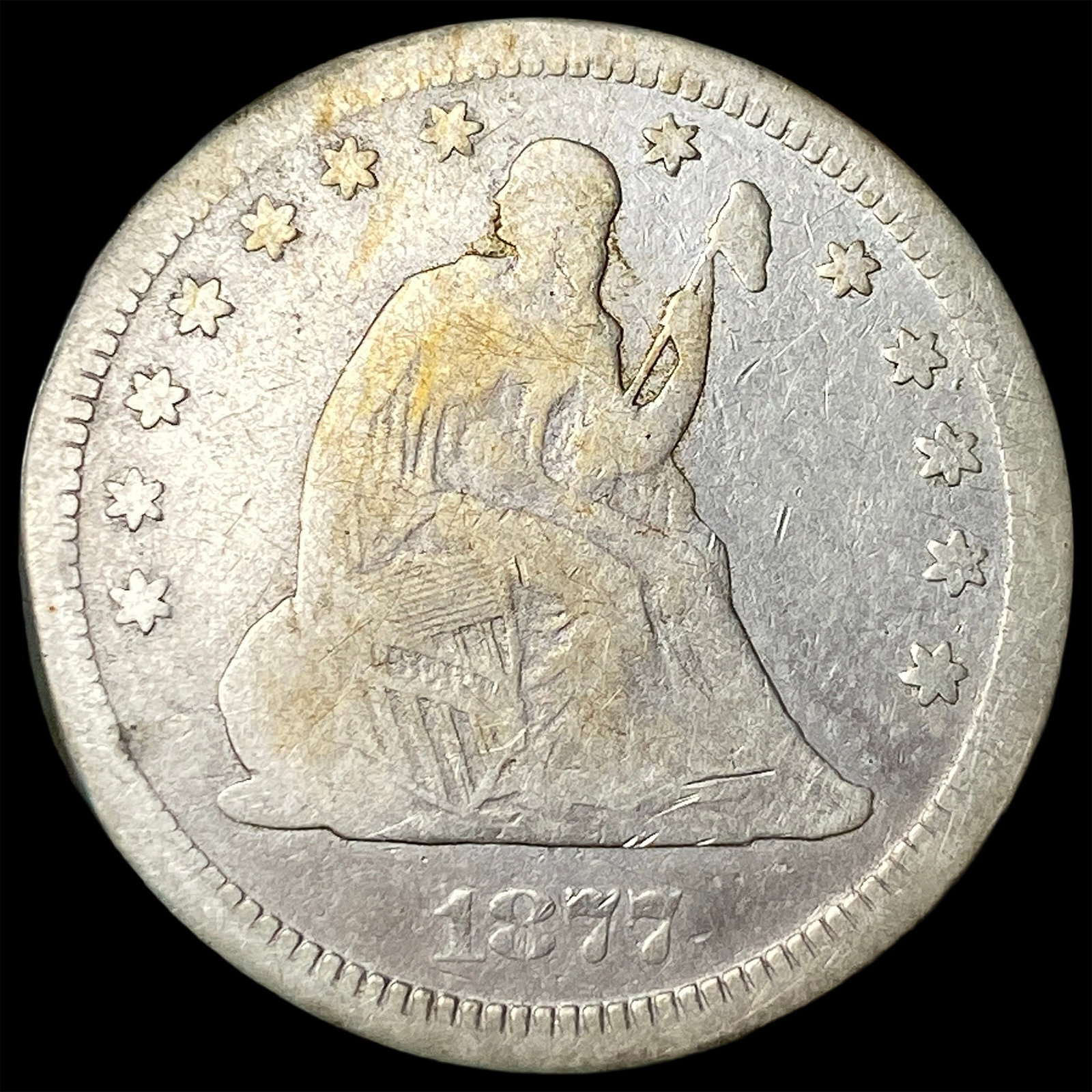 1877-S Silver Seated Liberty Quarter NICELY CIRCULATED: 1877-S Silver Seated Liberty Quarter NICELY CIRCULATED