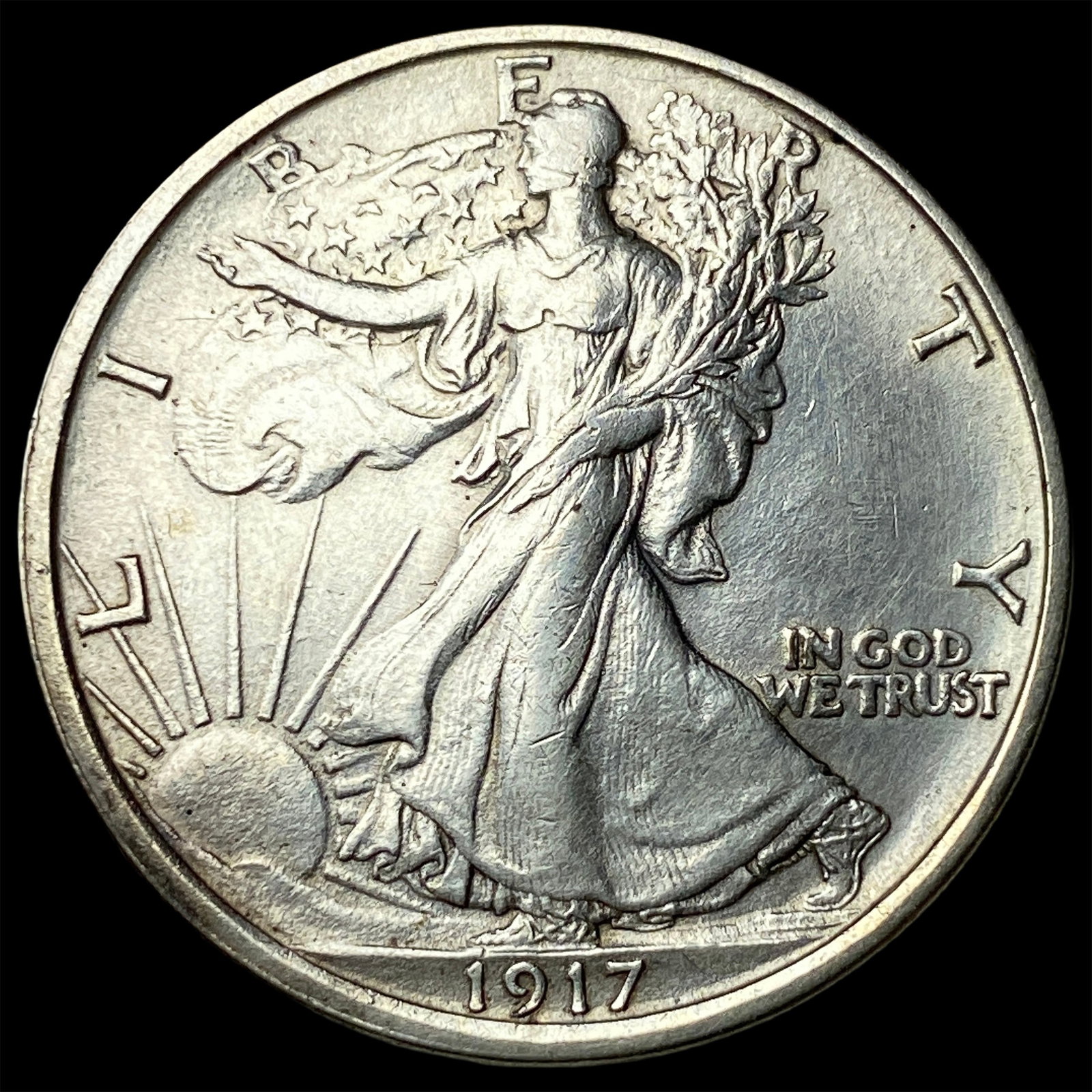 1917-S Silver Walking Liberty Half Dollar CLOSELY UNCIRCULATED (1 of 2)