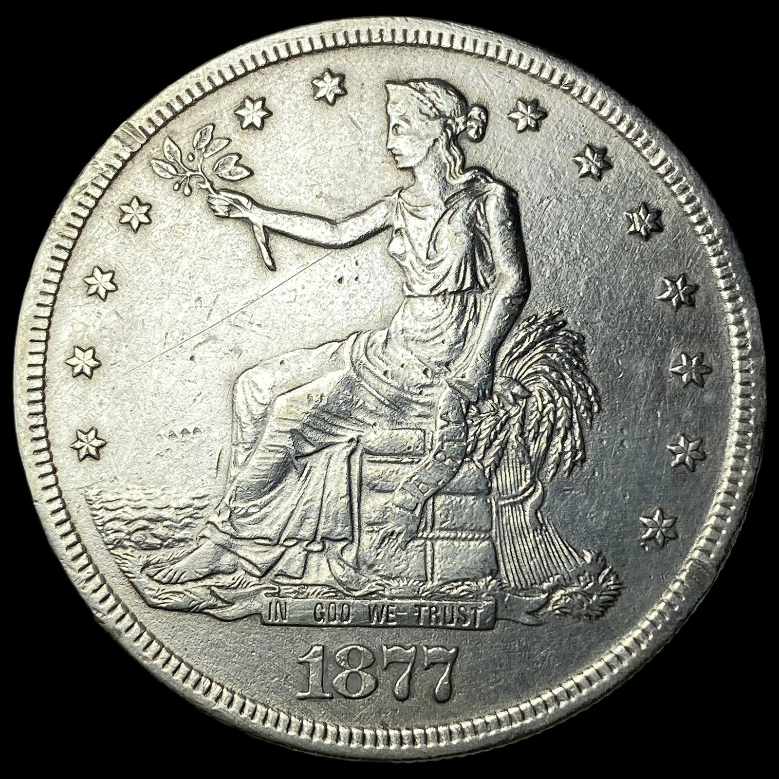1877-S Silver Trade Dollar NEARLY UNCIRCULATED (1 of 2)