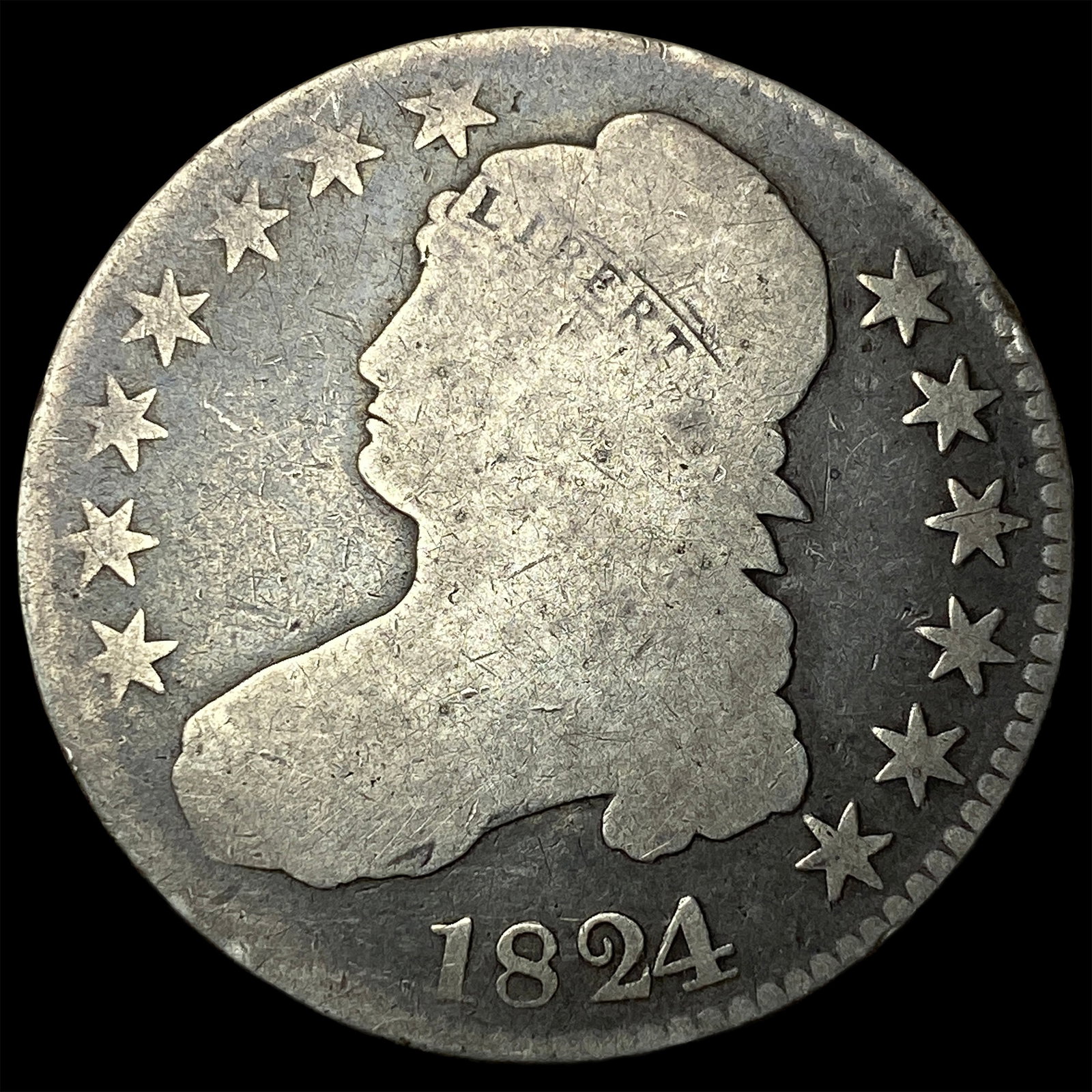 1824 Capped Bust Half Dollar NICELY CIRCULATED (1 of 2)