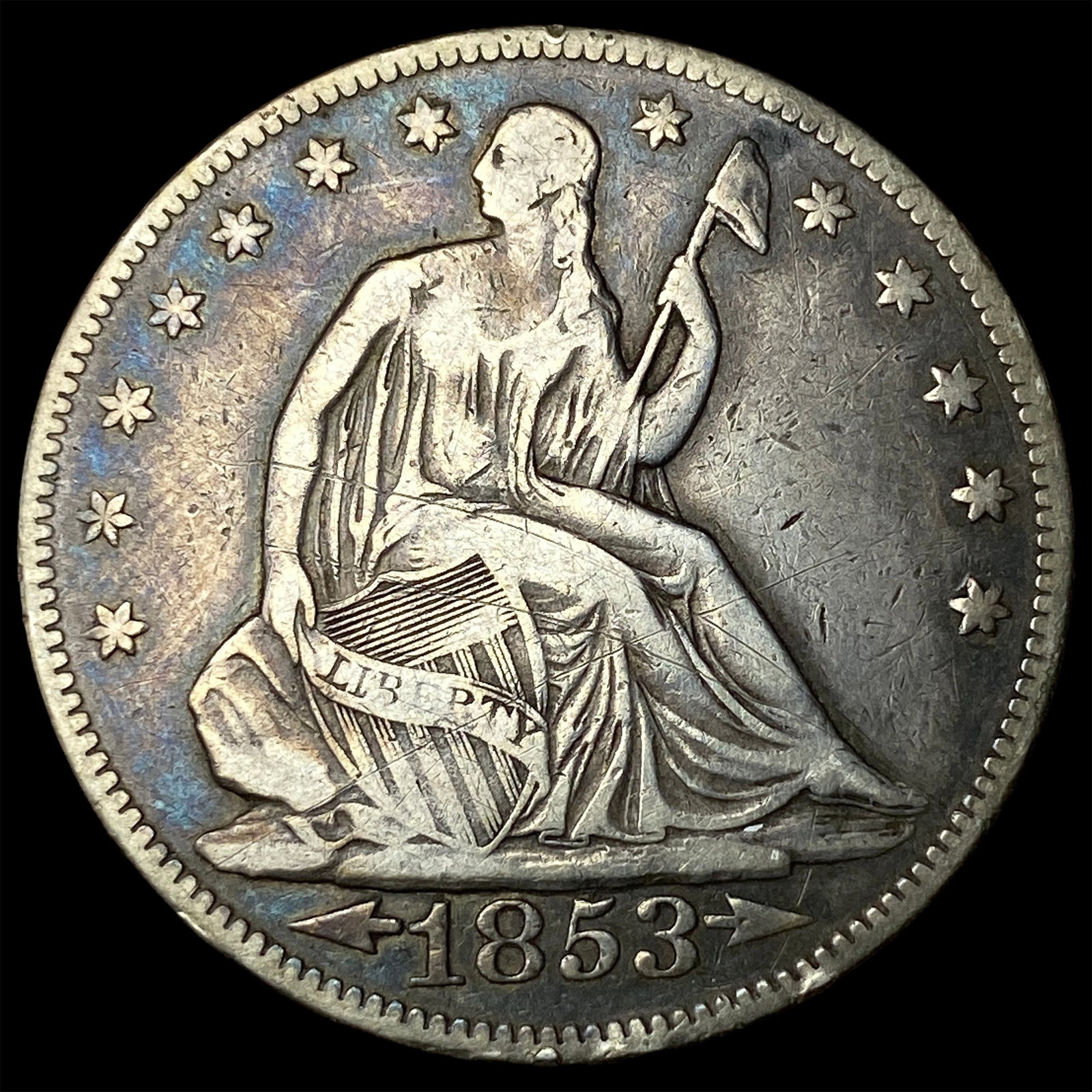 1853 Arrows Seated Liberty Half Dollar LIGHTLY CIRCULATED (1 of 2)