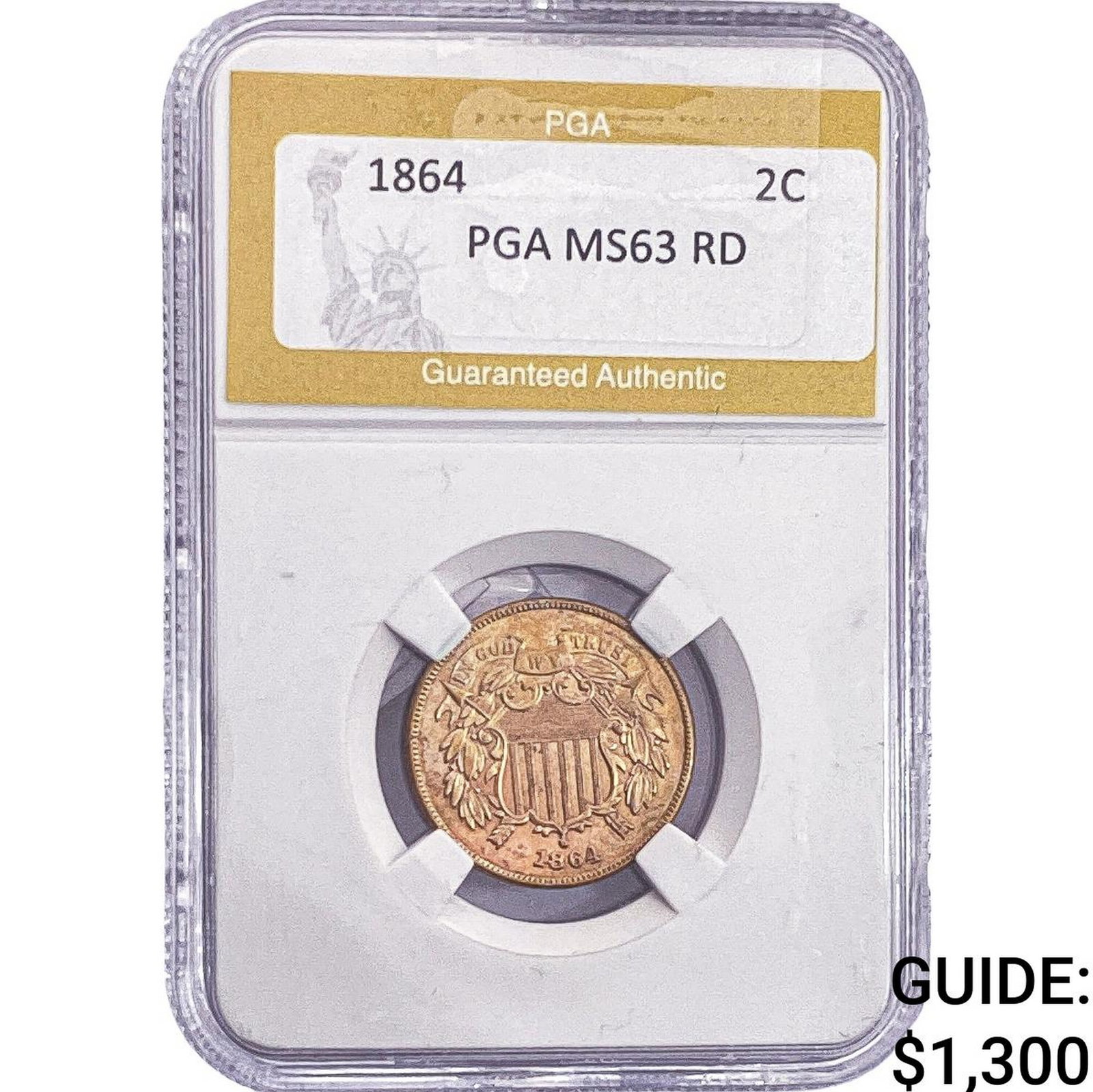 1864 Two Cent Piece PGA MS63 RD (1 of 2)