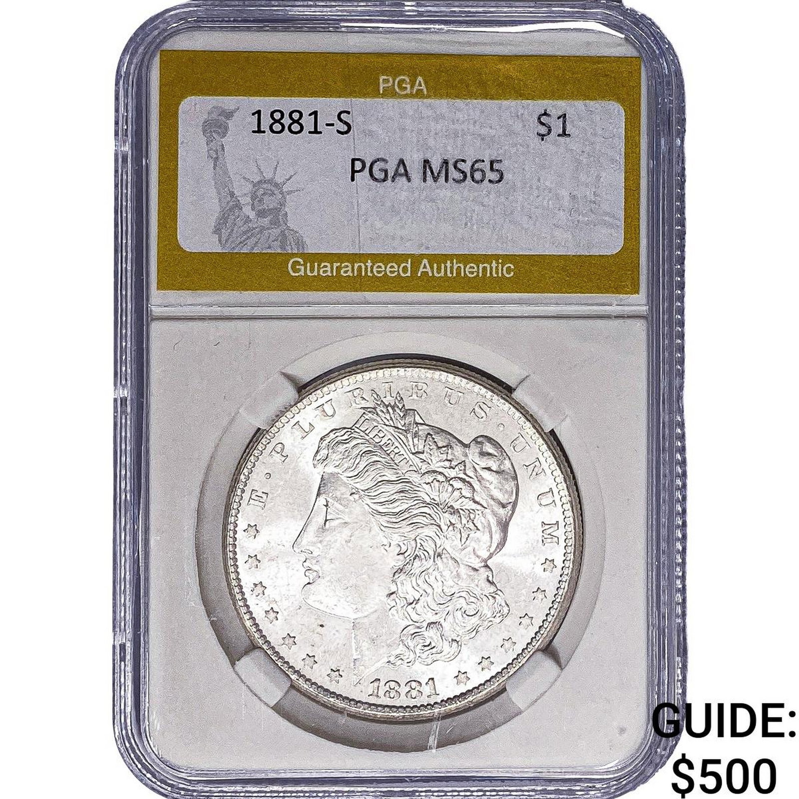 1881-S Morgan Silver Dollar PGA MS65: 1881-S Morgan Silver Dollar PGA MS65