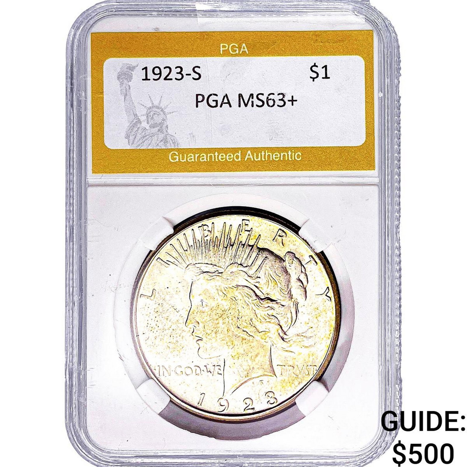 1923-S Silver Peace Dollar PGA MS63+ (1 of 2)