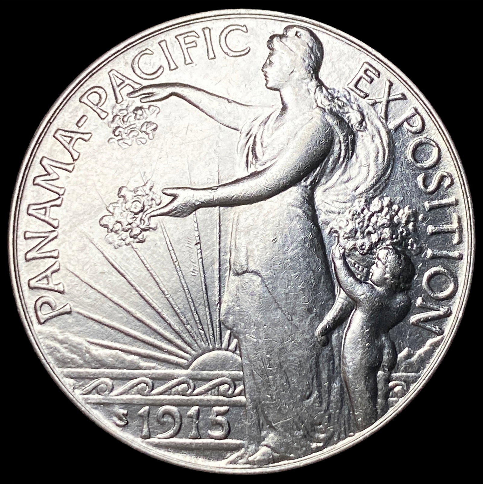 1915-S Silver Panama-Pacific Half Dollar CLOSELY UNCIRCULATED (1 of 2)