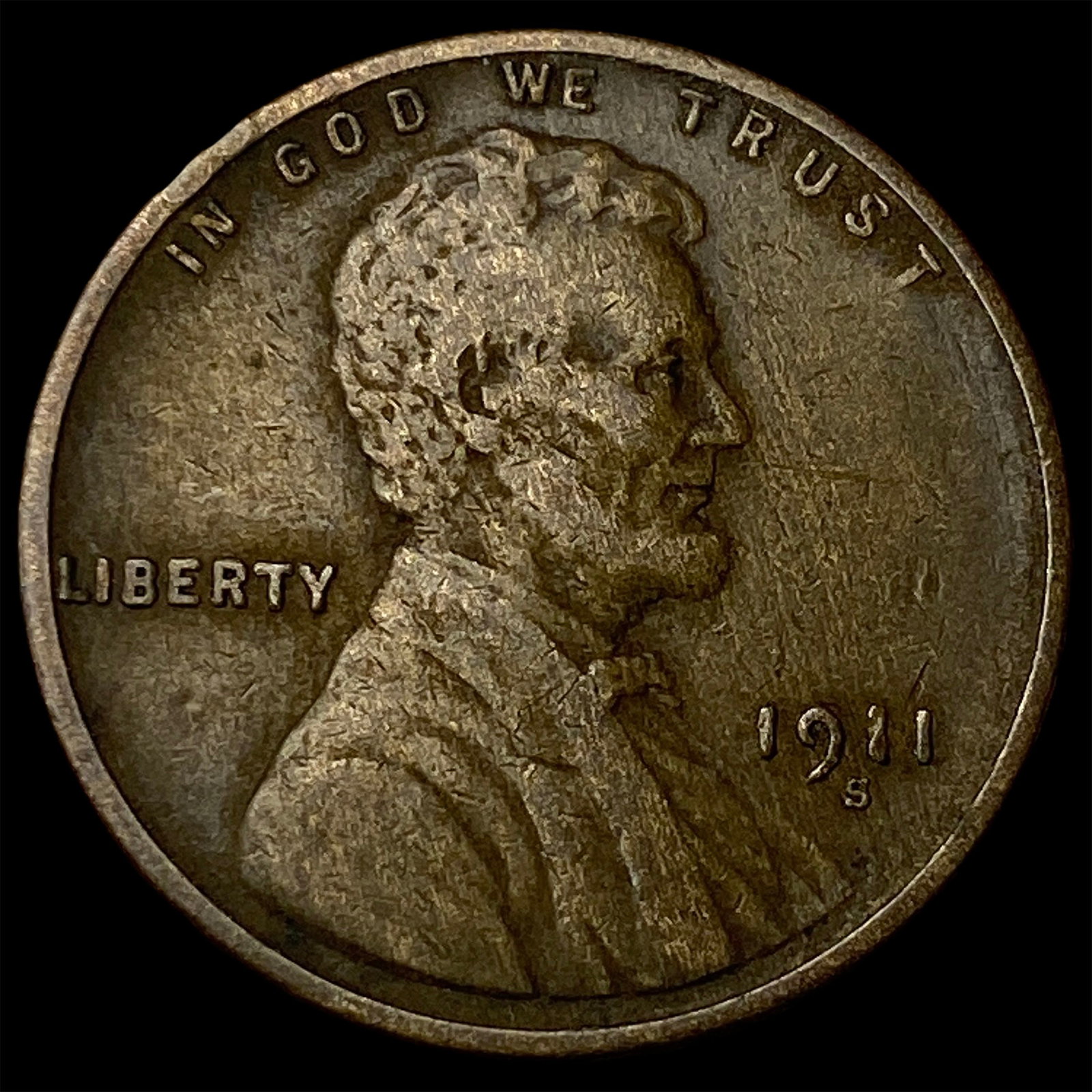 1911-S Lincoln Wheat Cent LIGHTLY CIRCULATED (1 of 2)