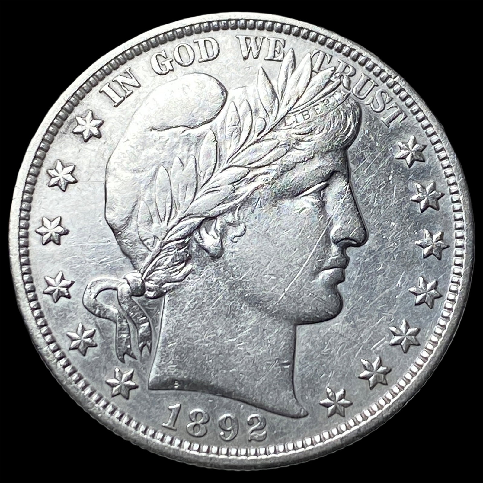 1892 Silver Half Dollar (Barber) CLOSELY UNCIRCULATED (1 of 2)