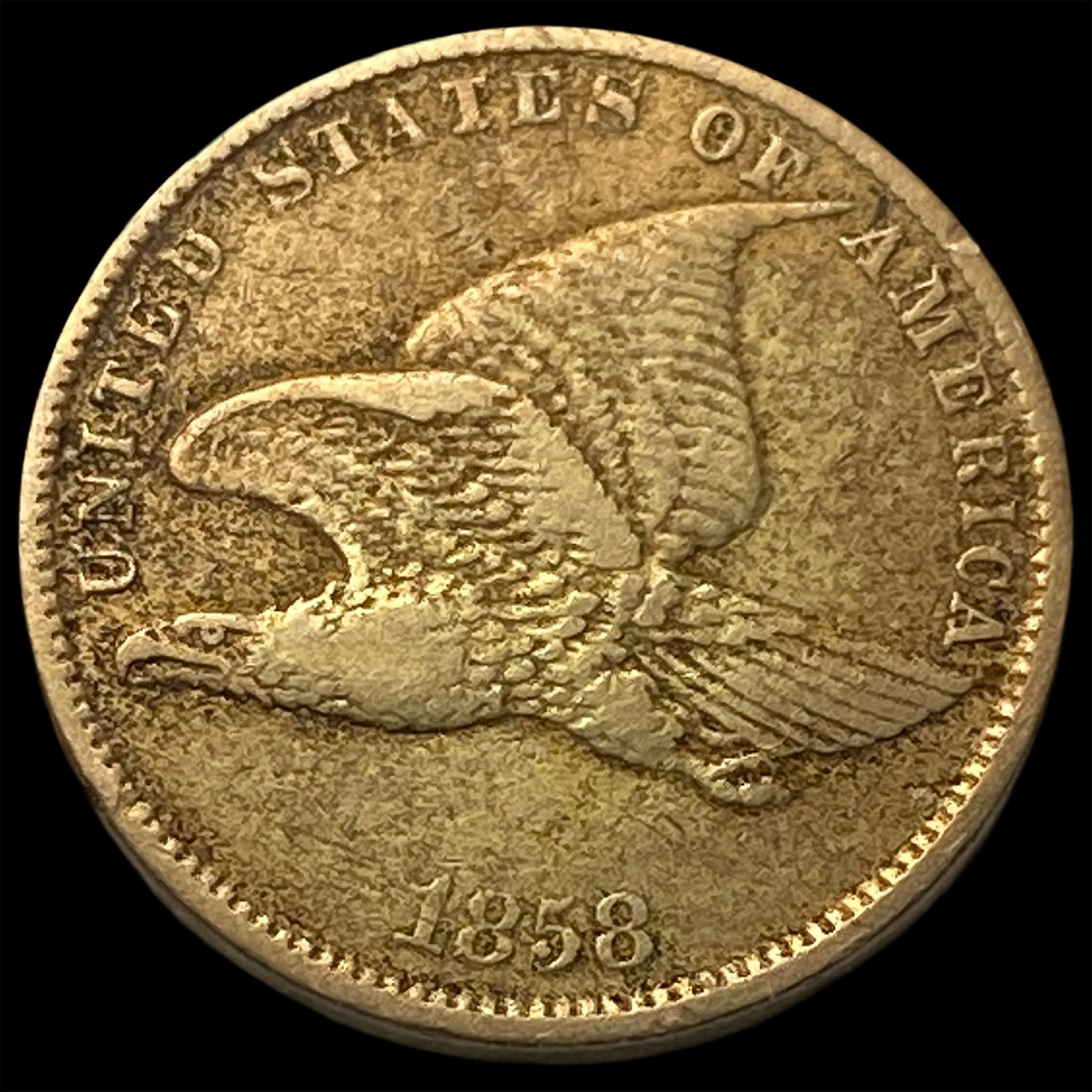 1858 Copper-Nickel Flying Eagle Cent ABOUT UNCIRCULATED: 1858 Copper-Nickel Flying Eagle Cent ABOUT UNCIRCULATED