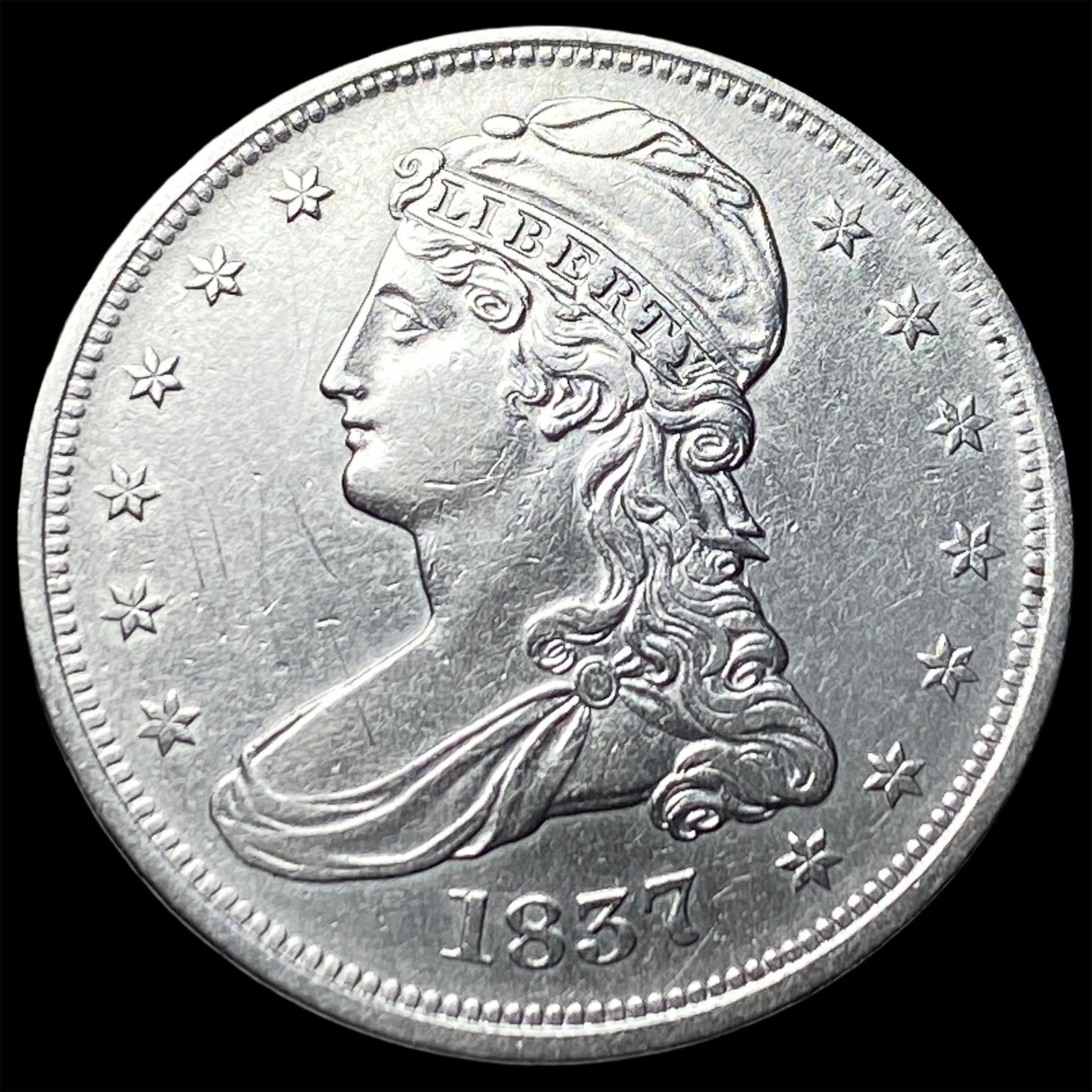 1837 Capped Bust Half Dollar CLOSELY UNCIRCULATED: 1837 Capped Bust Half Dollar CLOSELY UNCIRCULATED