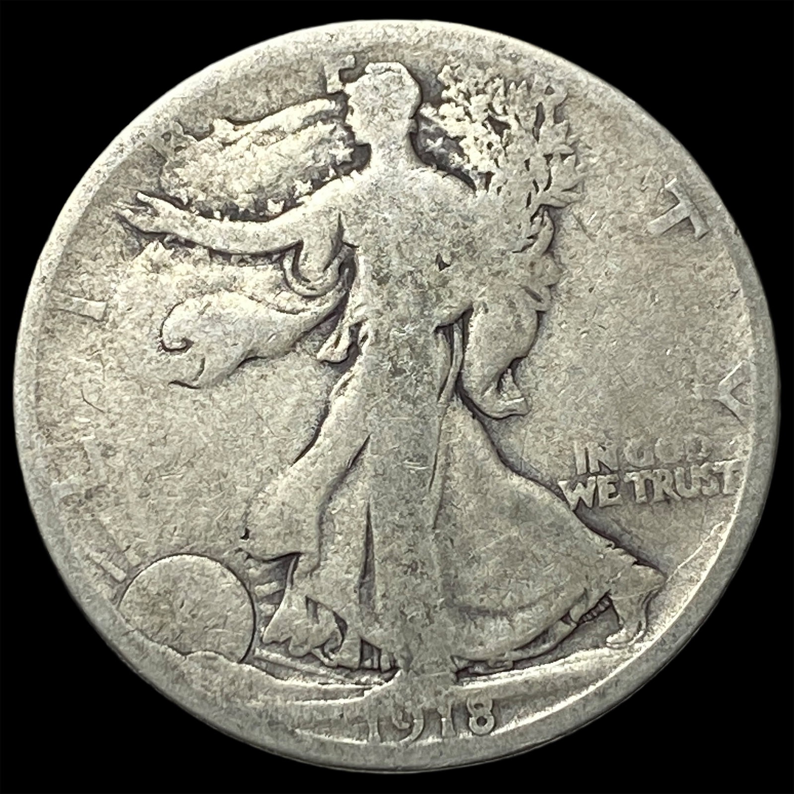 1918-S Silver Walking Liberty Half Dollar NICELY CIRCULATED: 1918-S Silver Walking Liberty Half Dollar NICELY CIRCULATED