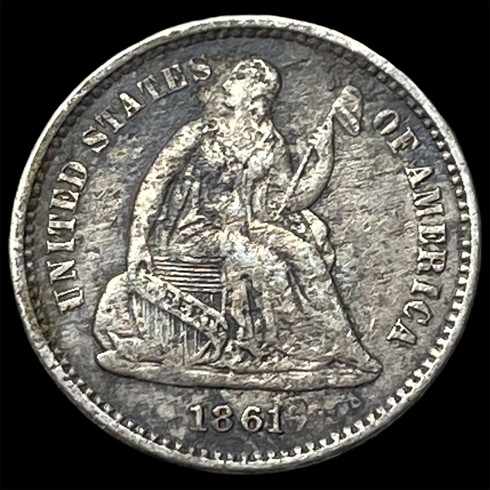 1861 Silver Half Dime NEARLY UNCIRCULATED (1 of 2)