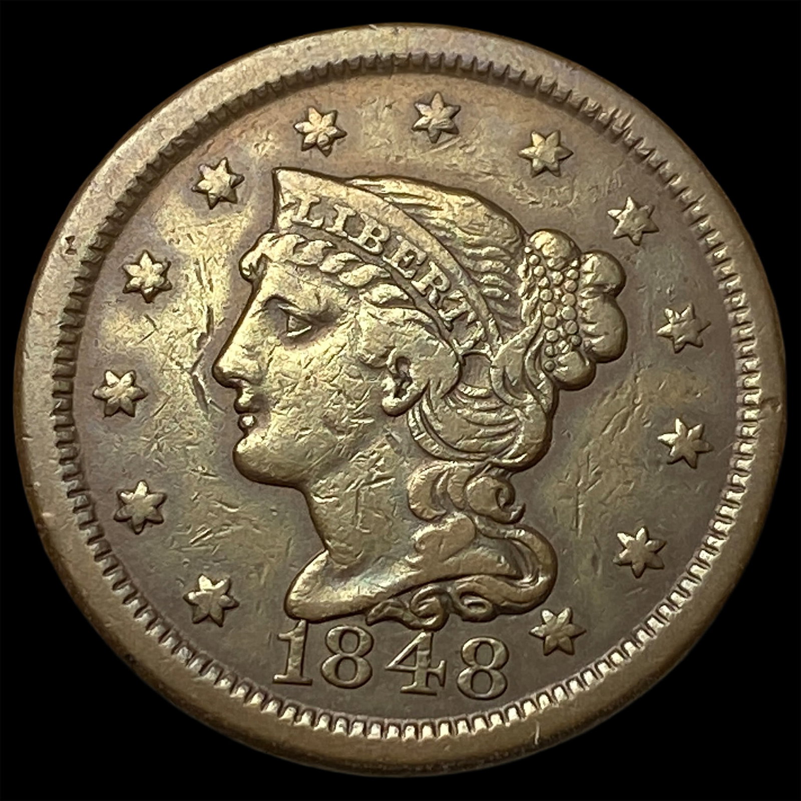 1848 Braided Hair Large Cent CLOSELY UNCIRCULATED (1 of 2)