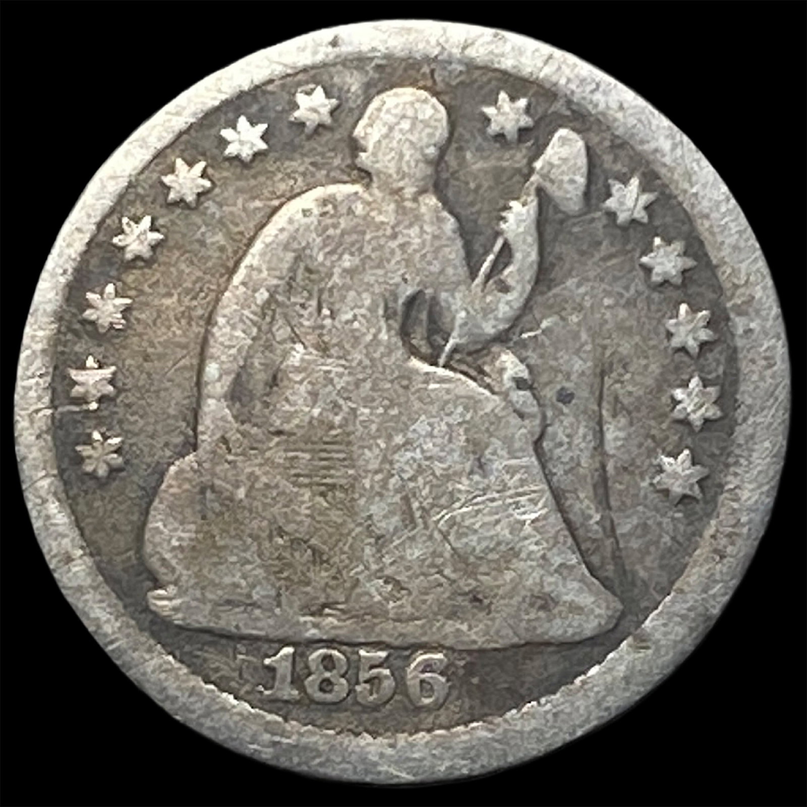 1856 Seated Liberty Half Dime NICELY CIRCULATED: 1856 Seated Liberty Half Dime NICELY CIRCULATED