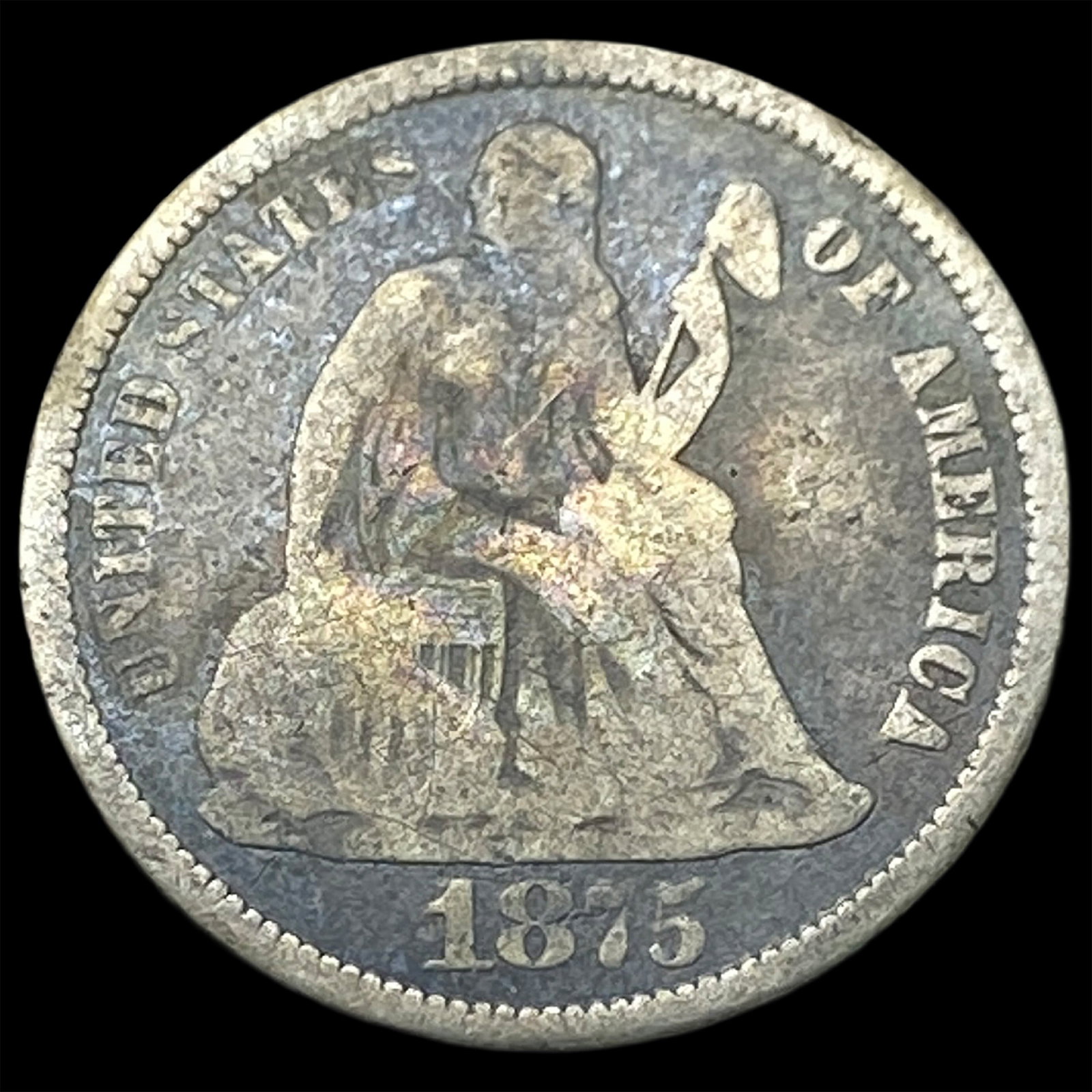 1875-CC Silver Seated Liberty Dime NICELY CIRCULATED: 1875-CC Silver Seated Liberty Dime NICELY CIRCULATED